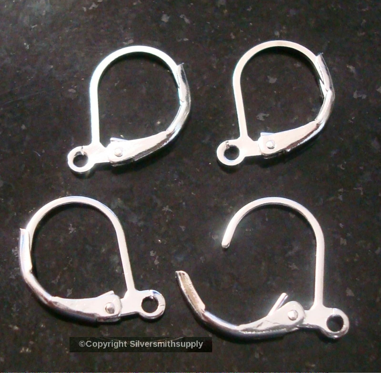 4 Lever Back Earring Findings Silver Plated loop 13x10mm earring findings FPE014