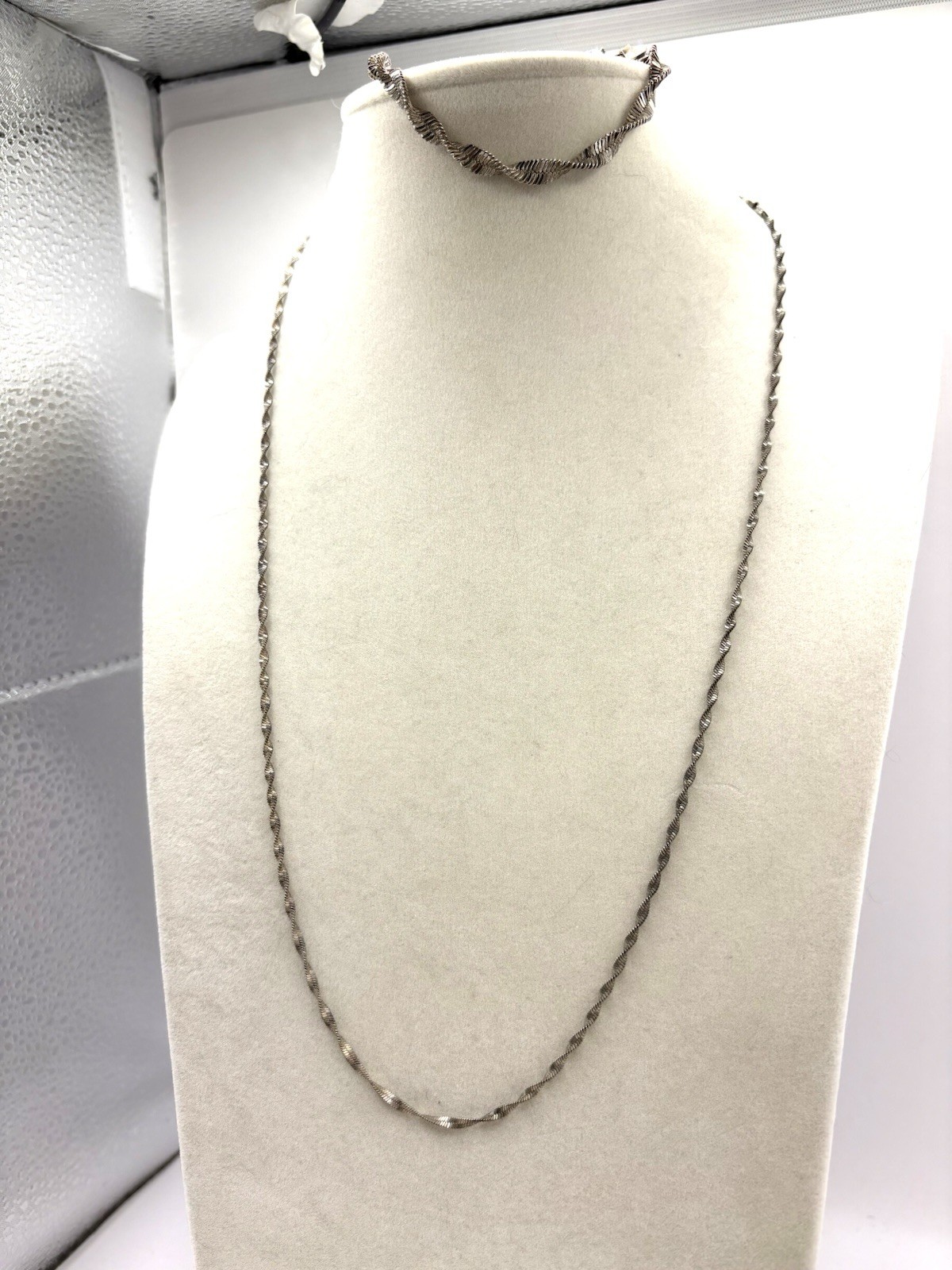 Silver Tone Twisted Herringbone Chain Bracelet & Necklace Set A Marriage Of Two