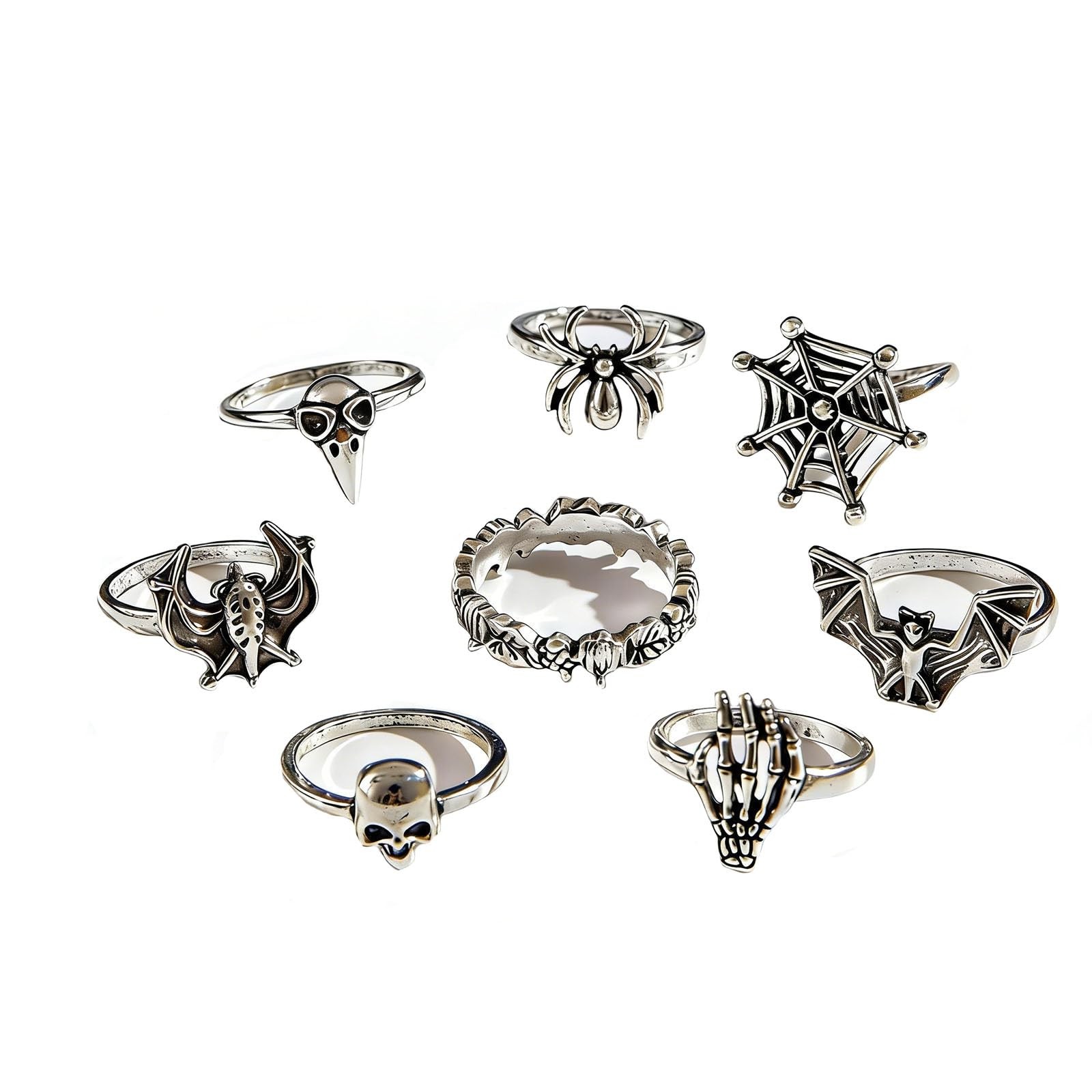 Gothic Stackable Rings for Women Skeleton Skull Rings Bat Wings Spider Skull …