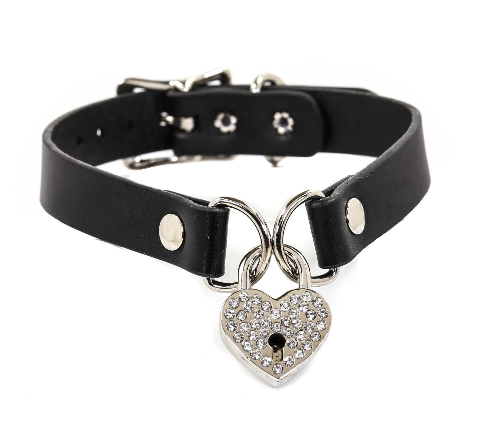 Heart Lock Choker Collar Day Sub Collar Gothic BDSM Punk for Women Men Funk Plus