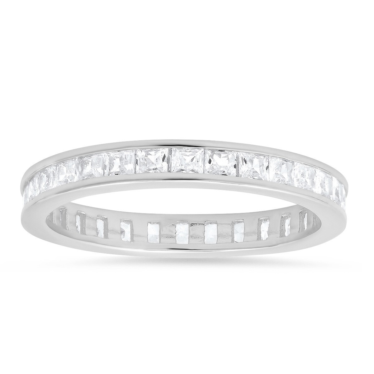 Princess-cut CZ Eternity Band Ring – 925 Sterling Silver