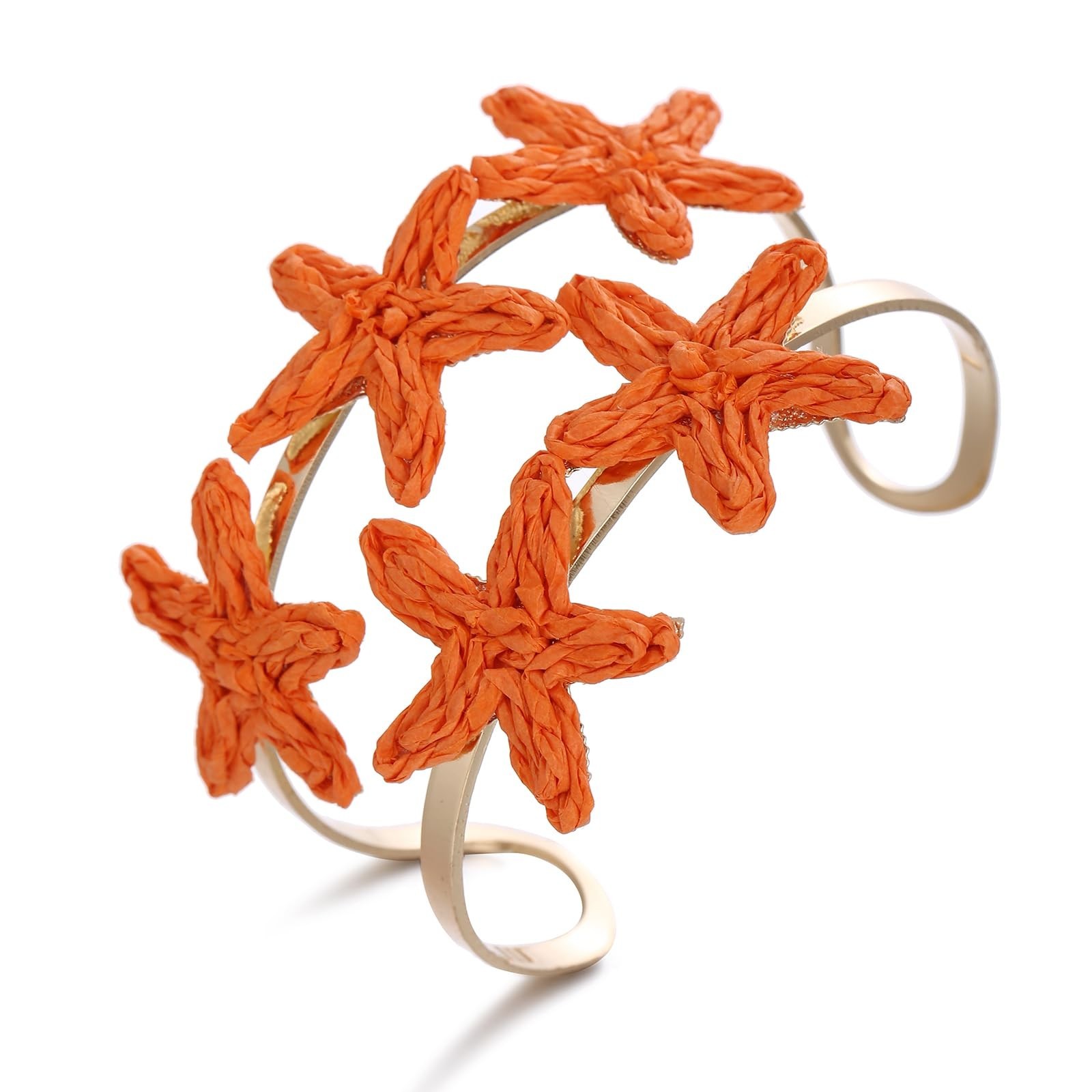 Handmade Starfish Cuff Bracelet for Women – Colorful Adjustable Wide Open Bangle