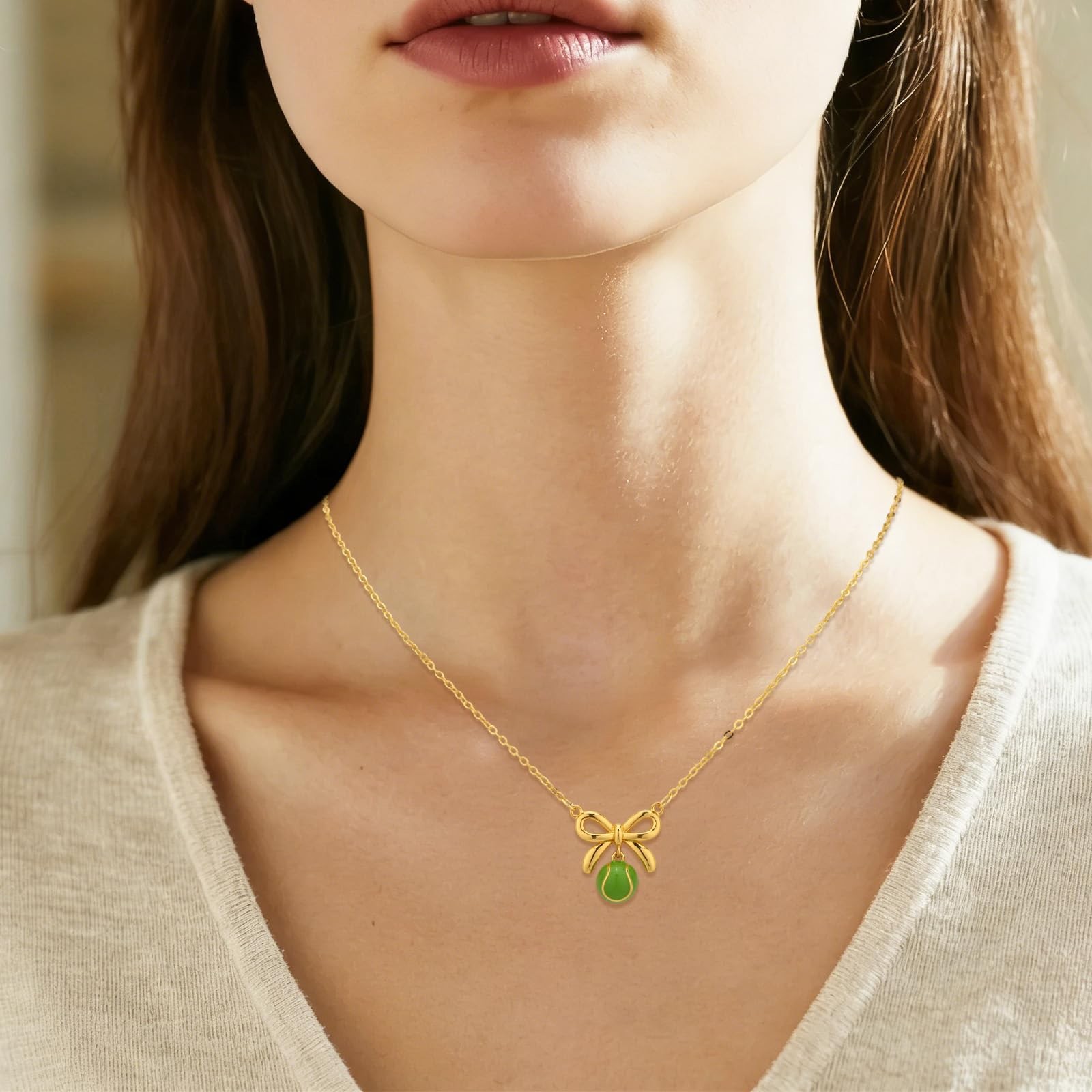 Mikovivi Tennis Necklaces, 40+5cm/16+2in Adjustable Bow Medium, gold-tone