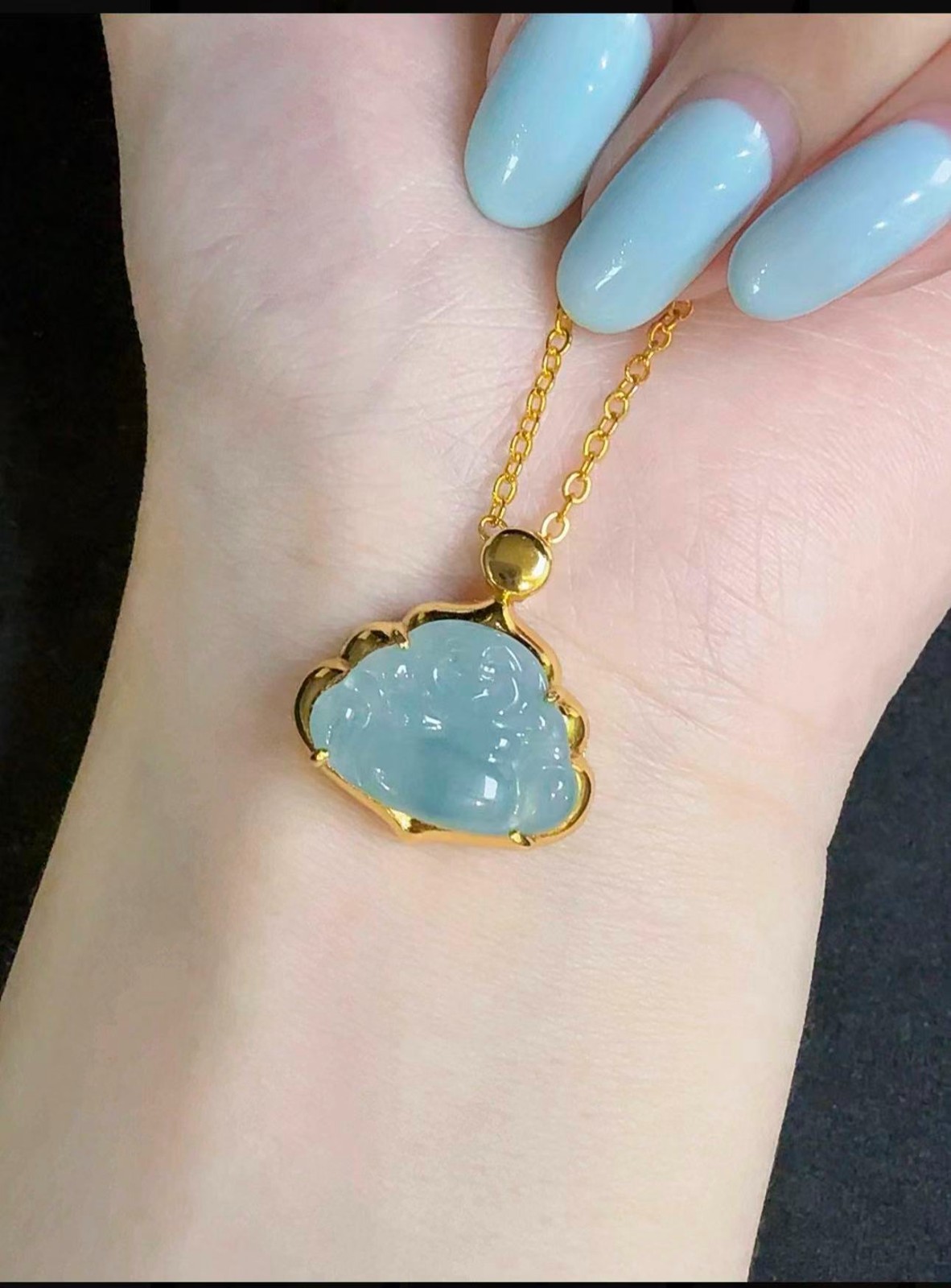 Natural grade A jadeite Maitreya Buddha pendant