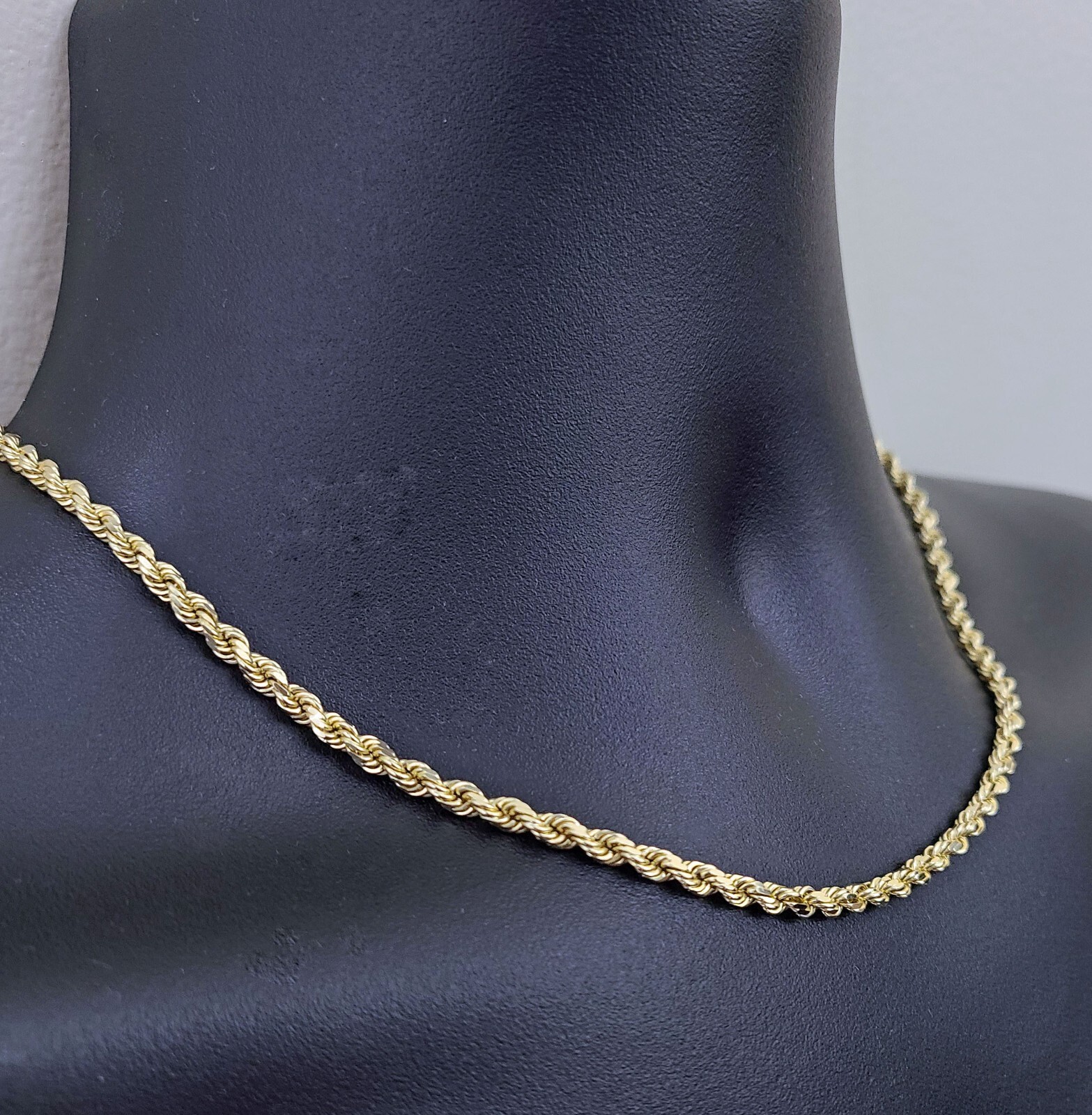 Real 10k Yellow Gold Chain Necklace Rope Chain 4mm 20 inch Solid 10kt Men Women