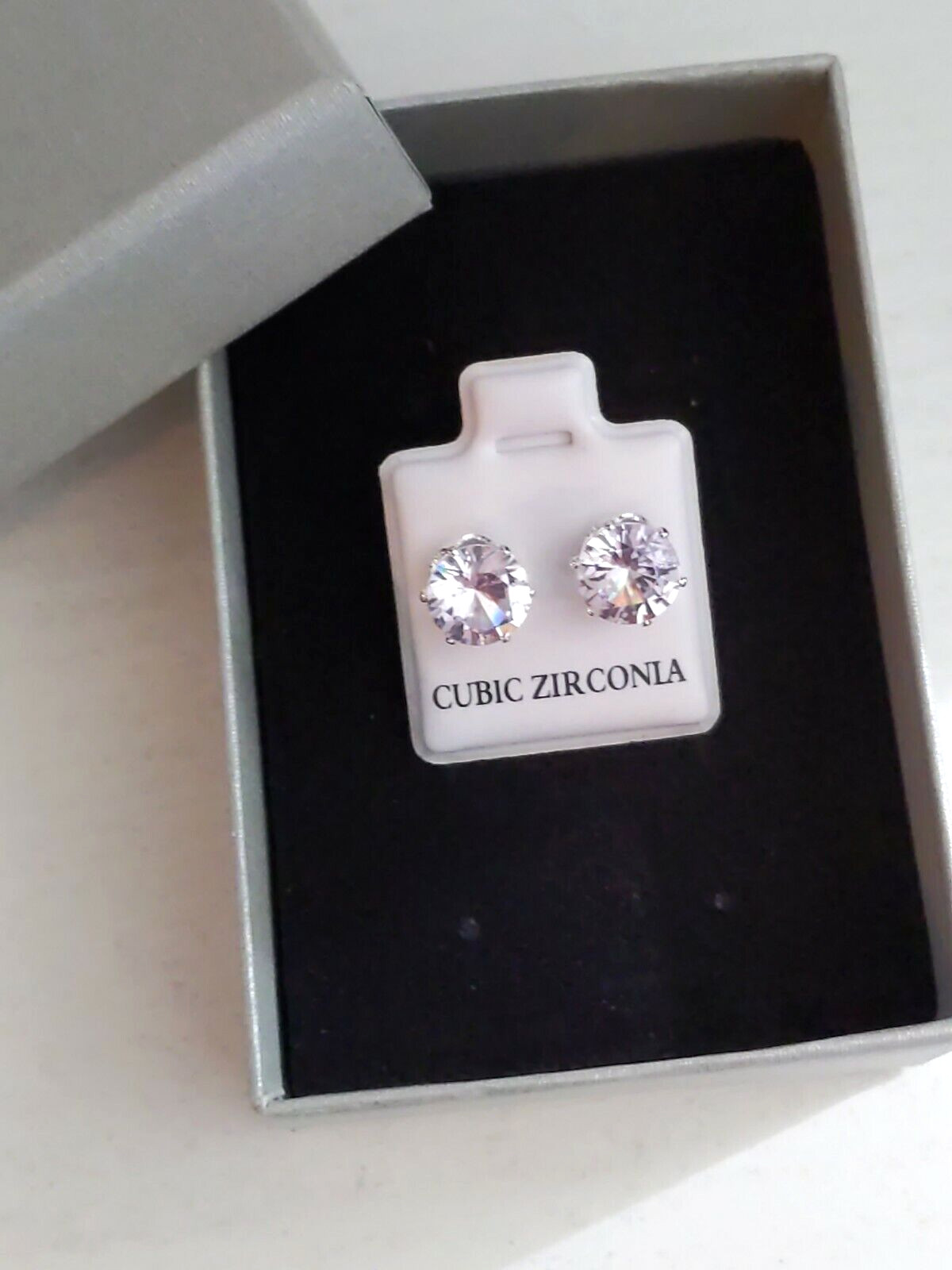 8MM Round Cubic Zirconia Six-Prong Cast Basket Stud Earrings