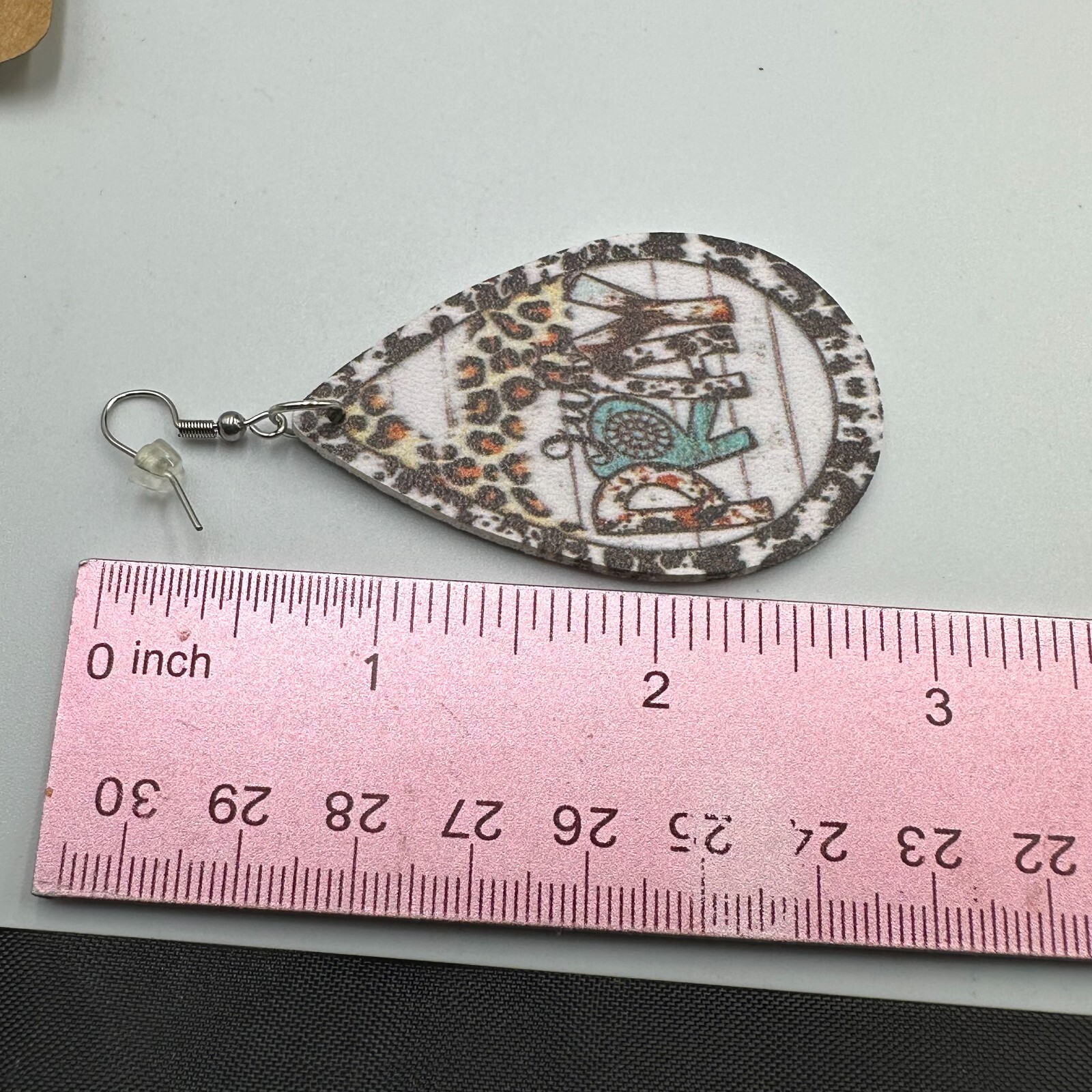 Just Pray Earrings Teardrop Vinyl Animal Print Leopard Western Boho Faith 2.5″