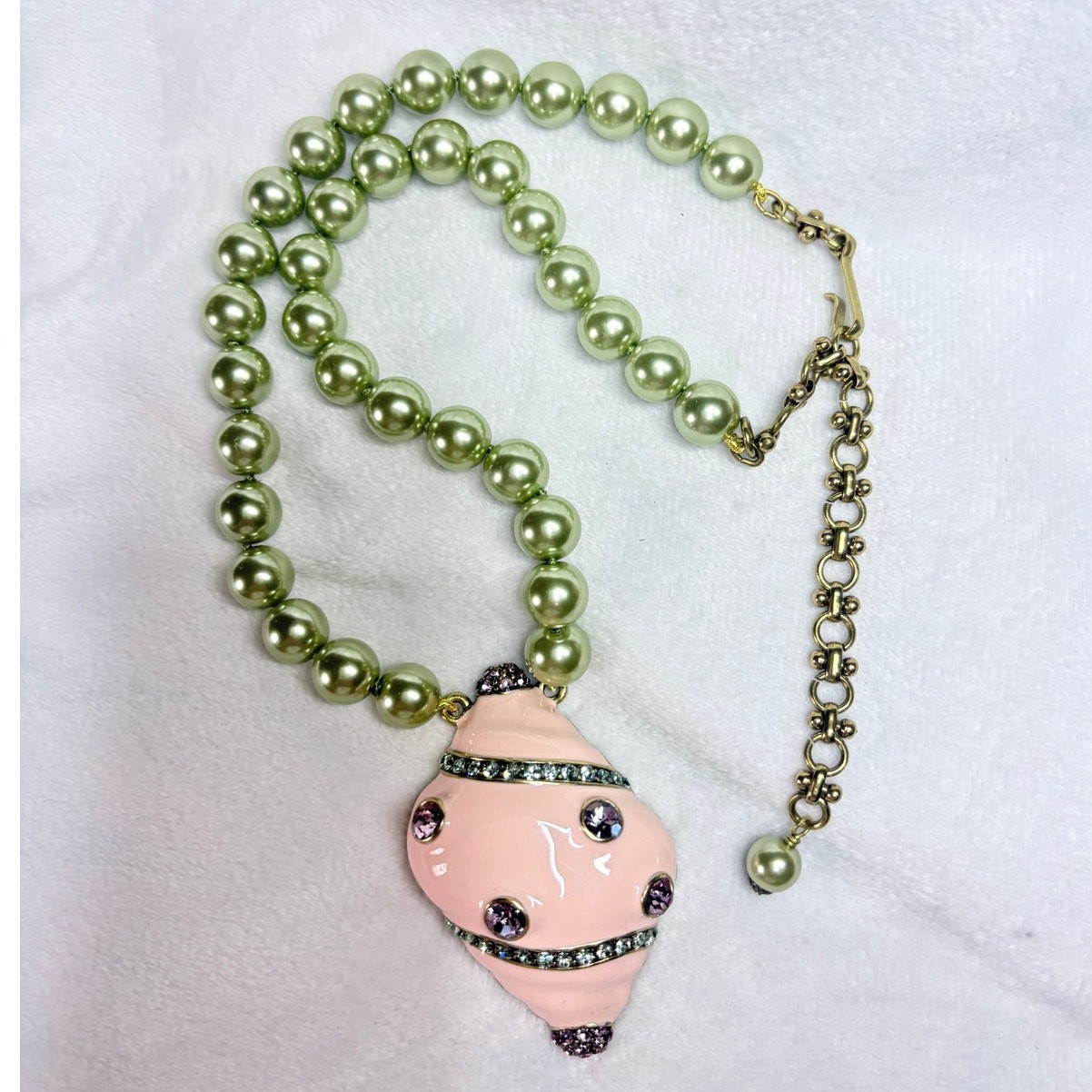 Heidi Daus Pink Enamel Seashell Necklace & Earrings Set- Retired Design