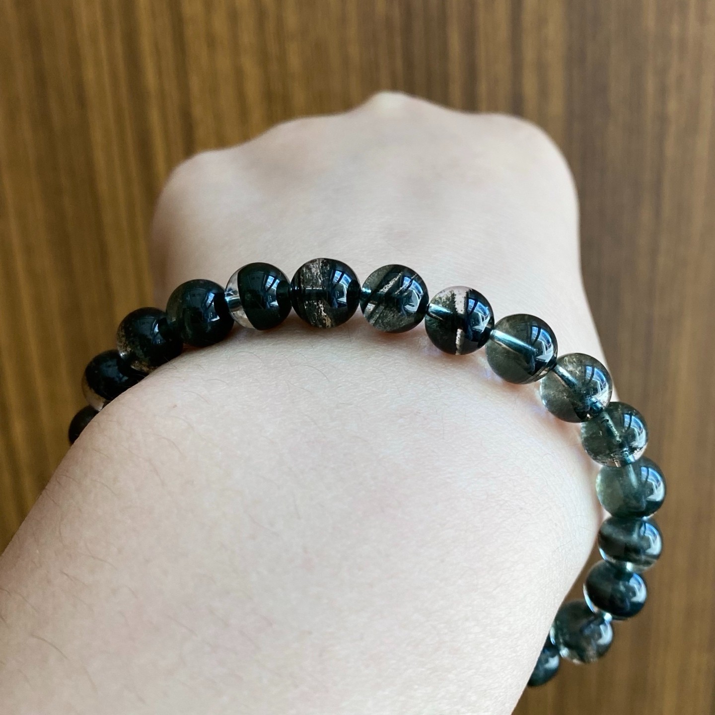 7.8mm Natural Green Phantom Quartz Bracelet healing Wealth Luck Crystal Jewelry
