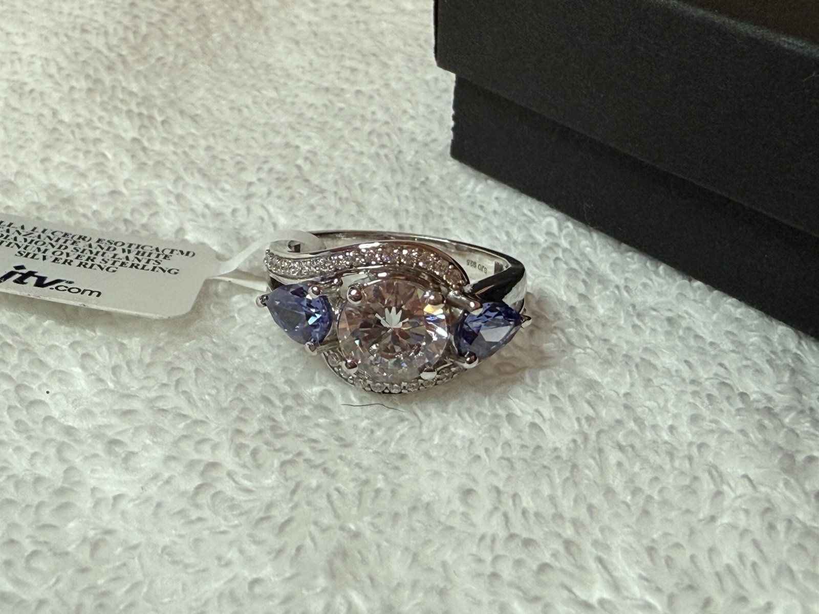 Bella Luce Esotica Sterling Silver Simulated Tanzanite & Diamond Ring, Size 10