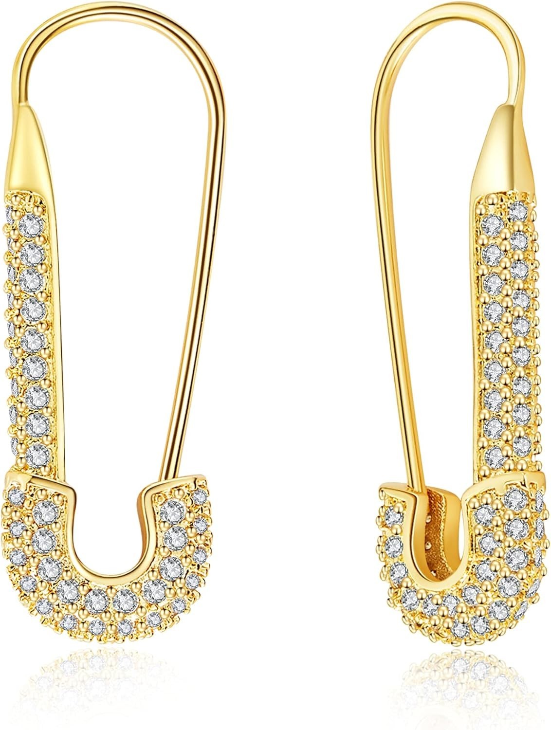 Safety Pin Earrings for Women, Gold Paperclip Earrings for Women Trendy, Mini…