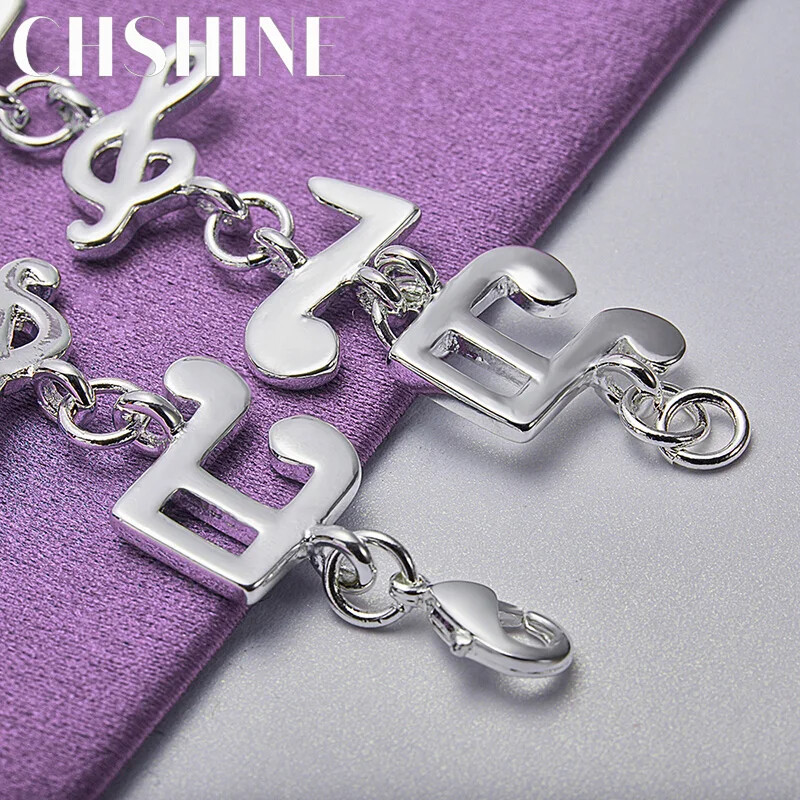 CHSHINE 925 Sterling Silver Musical Note Chain Bracelet For Women Charm Jewelry