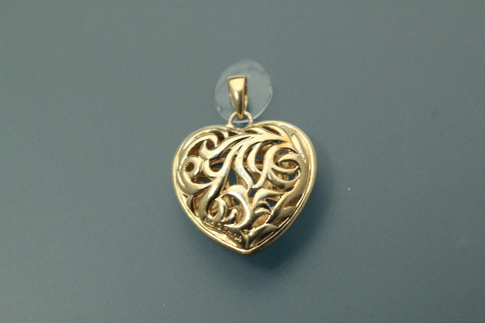 925 Sterling Silver Two Toned Etched Design Heart Pendant 7.3 Grams (PEN9361)