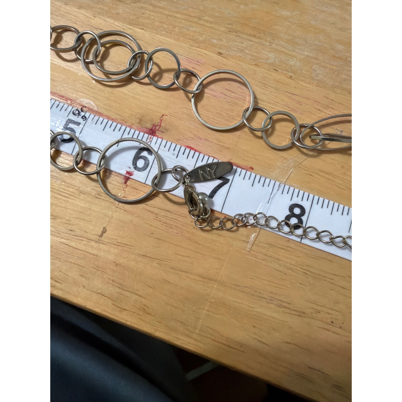 Silver Tone Multi Size Open Circle Oval Link Long Necklace Layering
