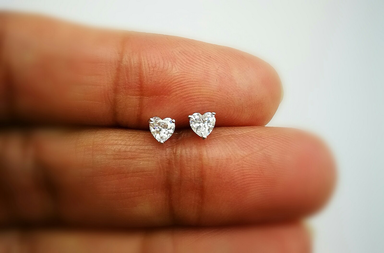 3/4 Ct Stud Earrings Heart Shape Simulated Diamond in 14K White Gold Plated