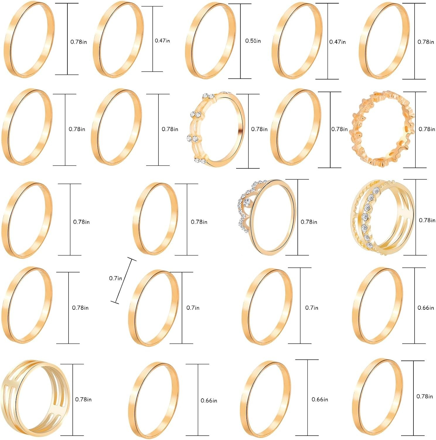 25-Piece Vintage Hollow Carved Gold Knuckle Rings Set – Adjustable & Stackable