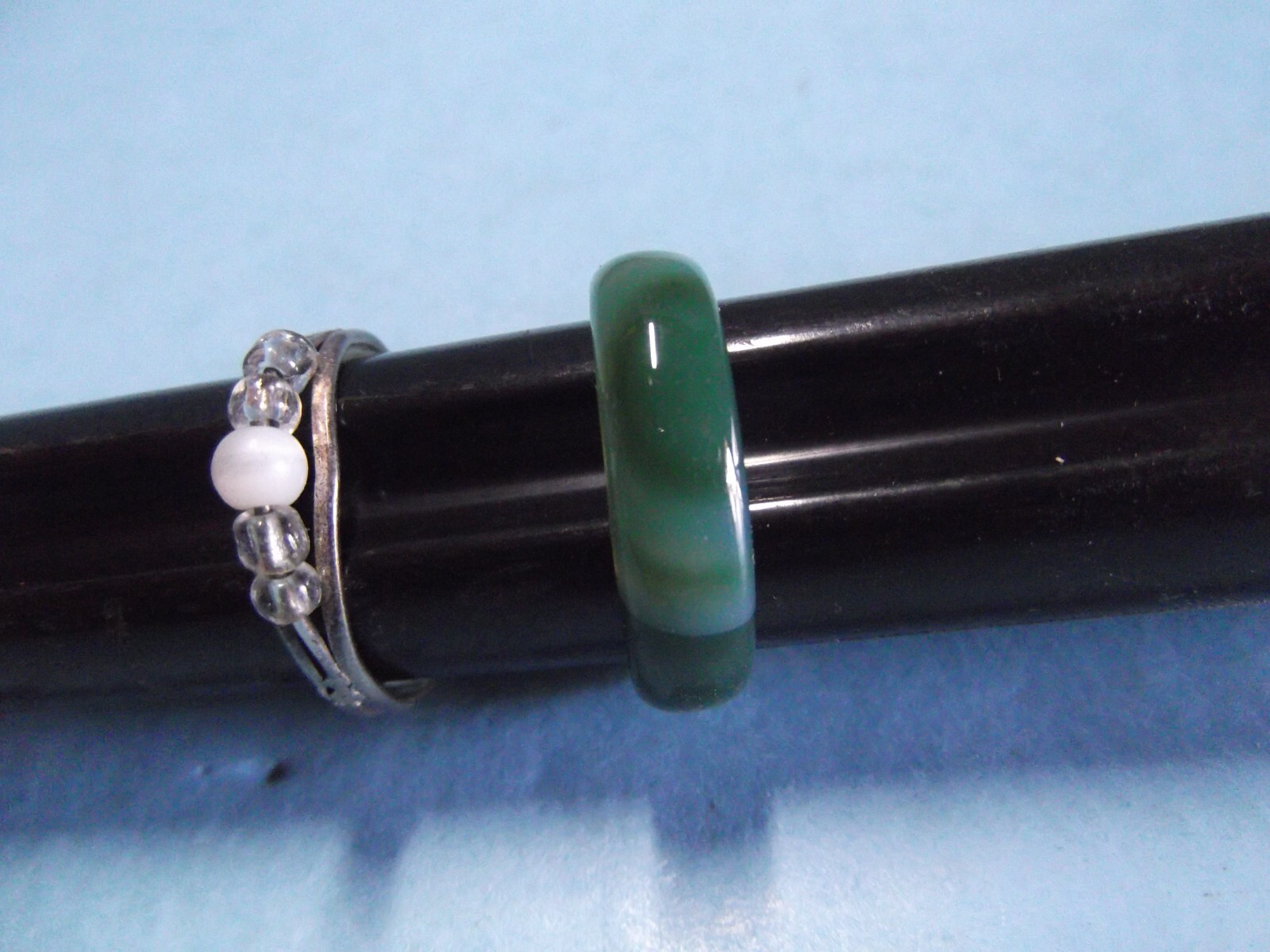 3 Fashion Jewelry Ring Multicolor Tone Bands Size Green 7 Pearl 7.25 Rose 4.5