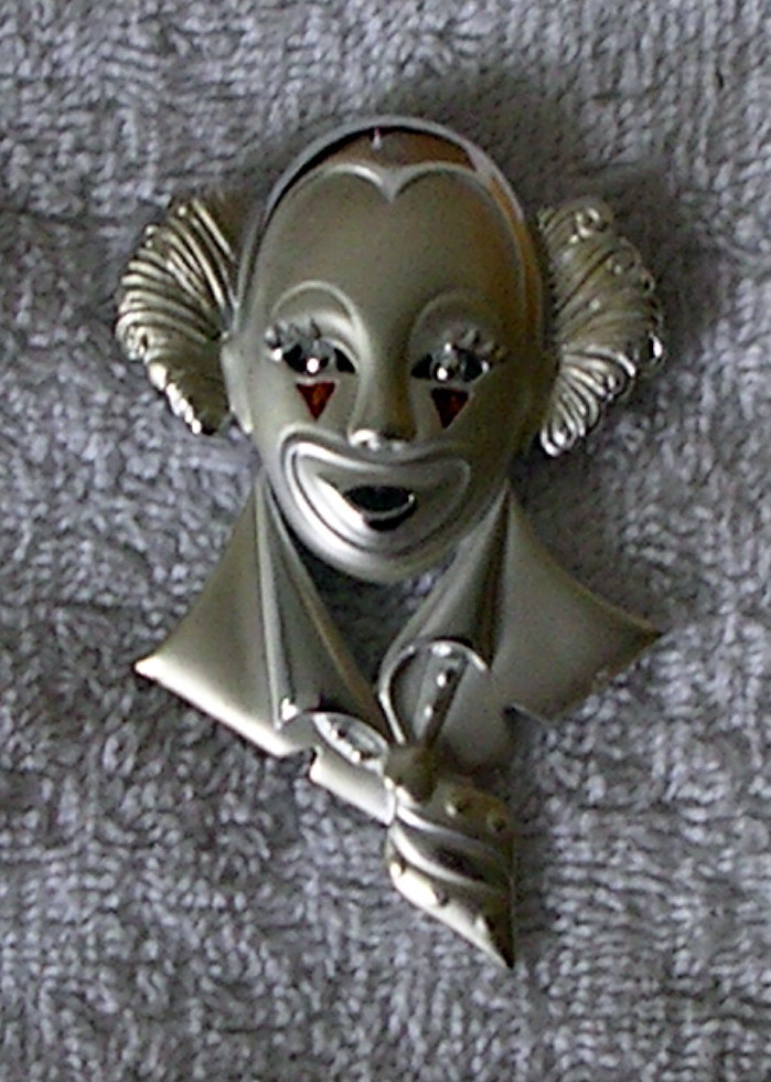 Fashion Jewelry Clown Brooch Pin satin glossy Clown Face