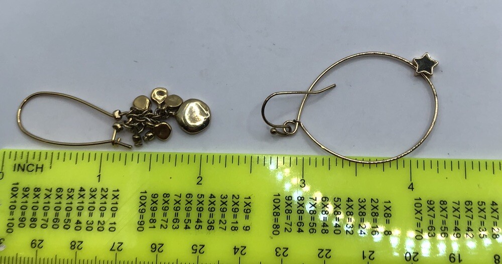 Set Of 8 Gold Tone Earrings Starfish Twist Hoops Dangles Love Stars Pierced