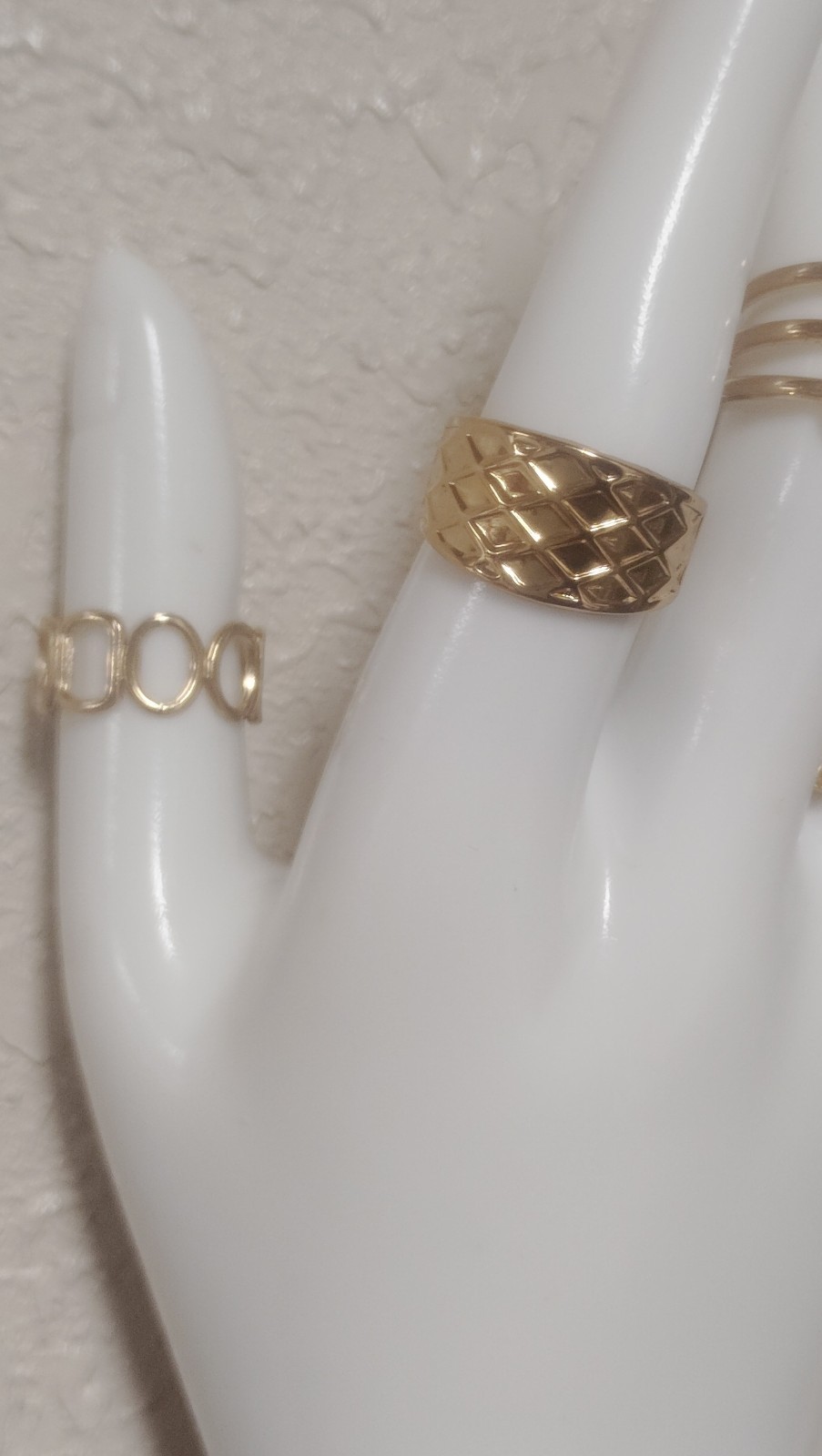 Gold Tone Band Rings Set, Size 7, No Stone, Metal, Fashion