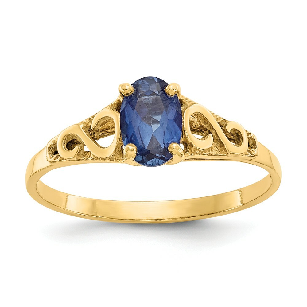 14K Yellow Gold Synthetic Sapphire Stone Baby Ring Size 5 Madi K Kid’s Jewelry