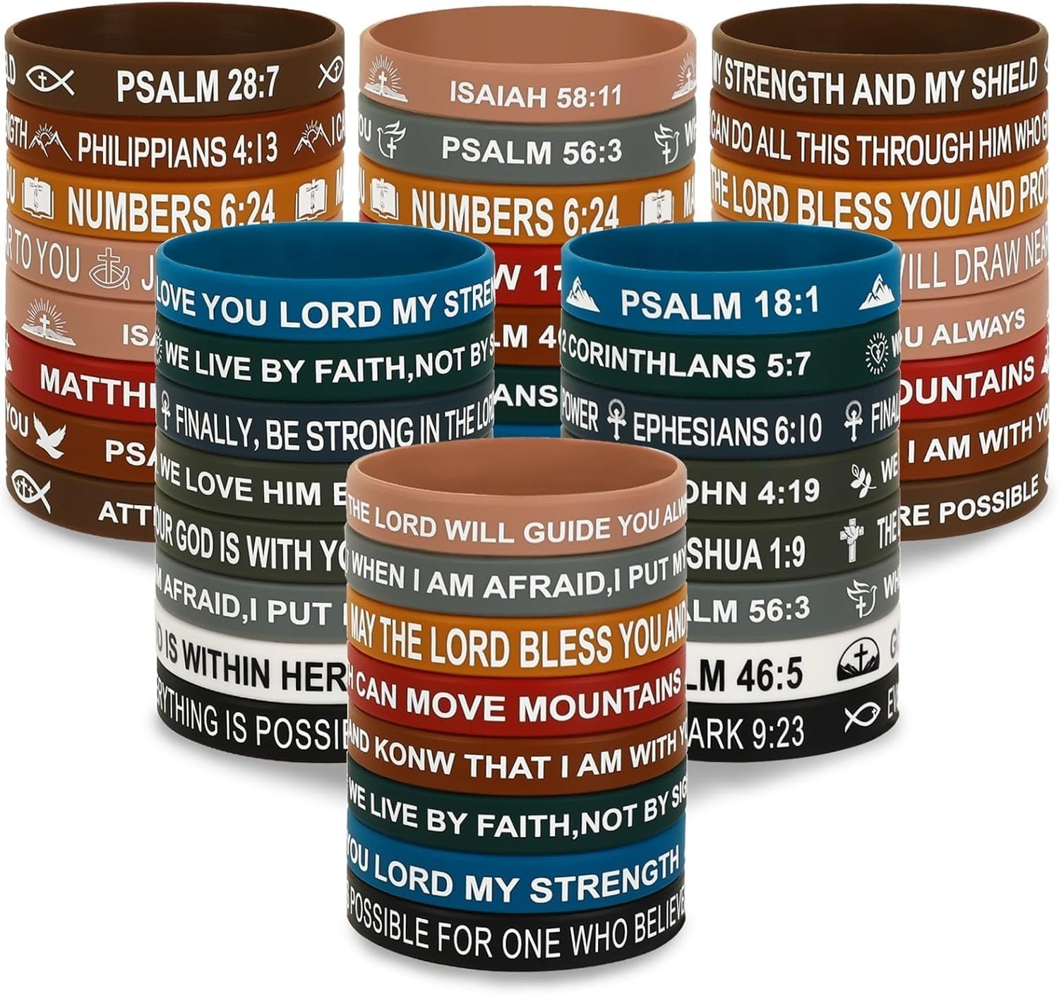 64-Piece Bible Verse Silicone Bracelets – Inspirational Christian Gifts for All