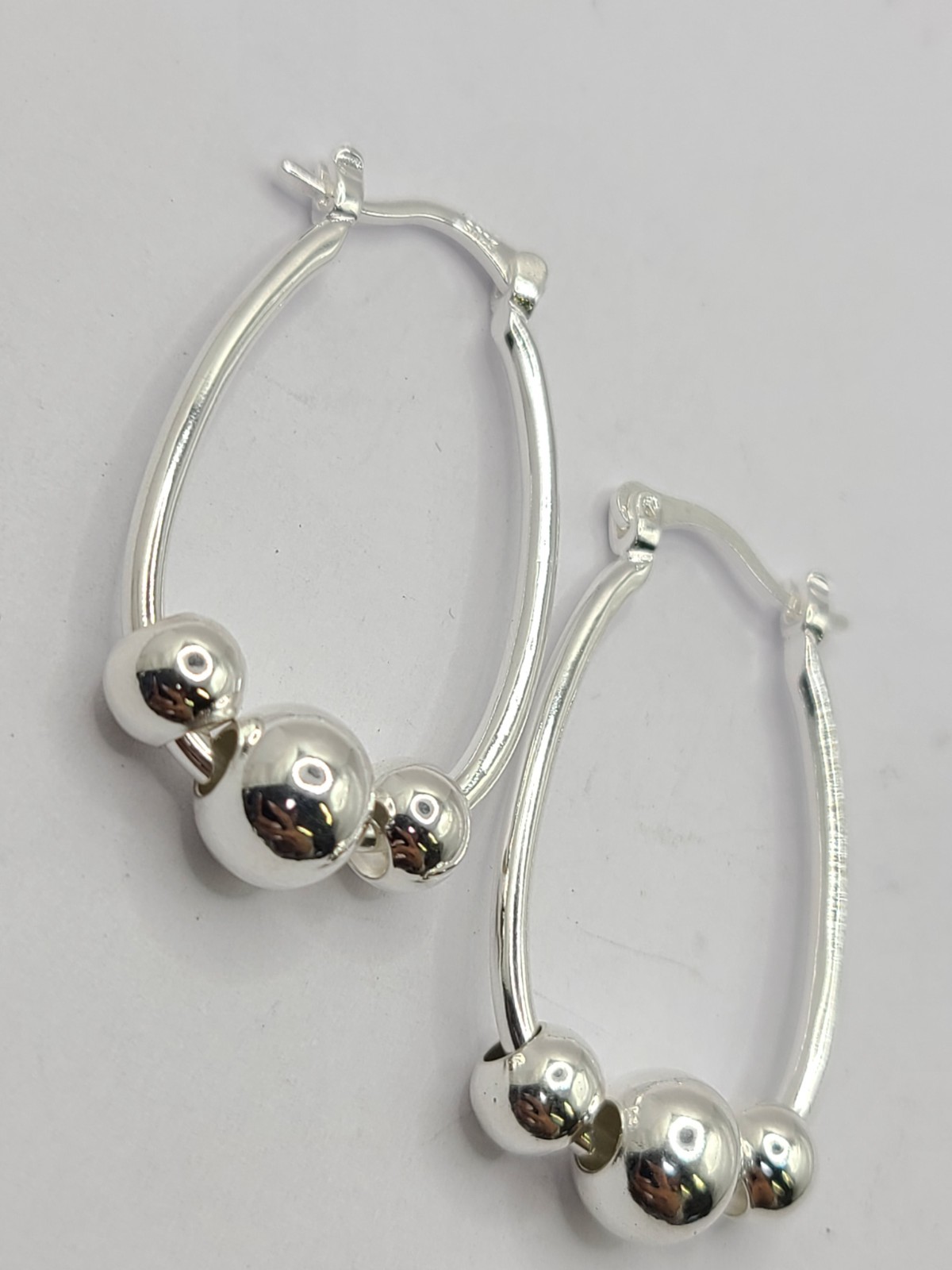 3-bead Ring Earrings 18mm Pendant Bead Ring Earrings Suitable 5.06gr T.W
