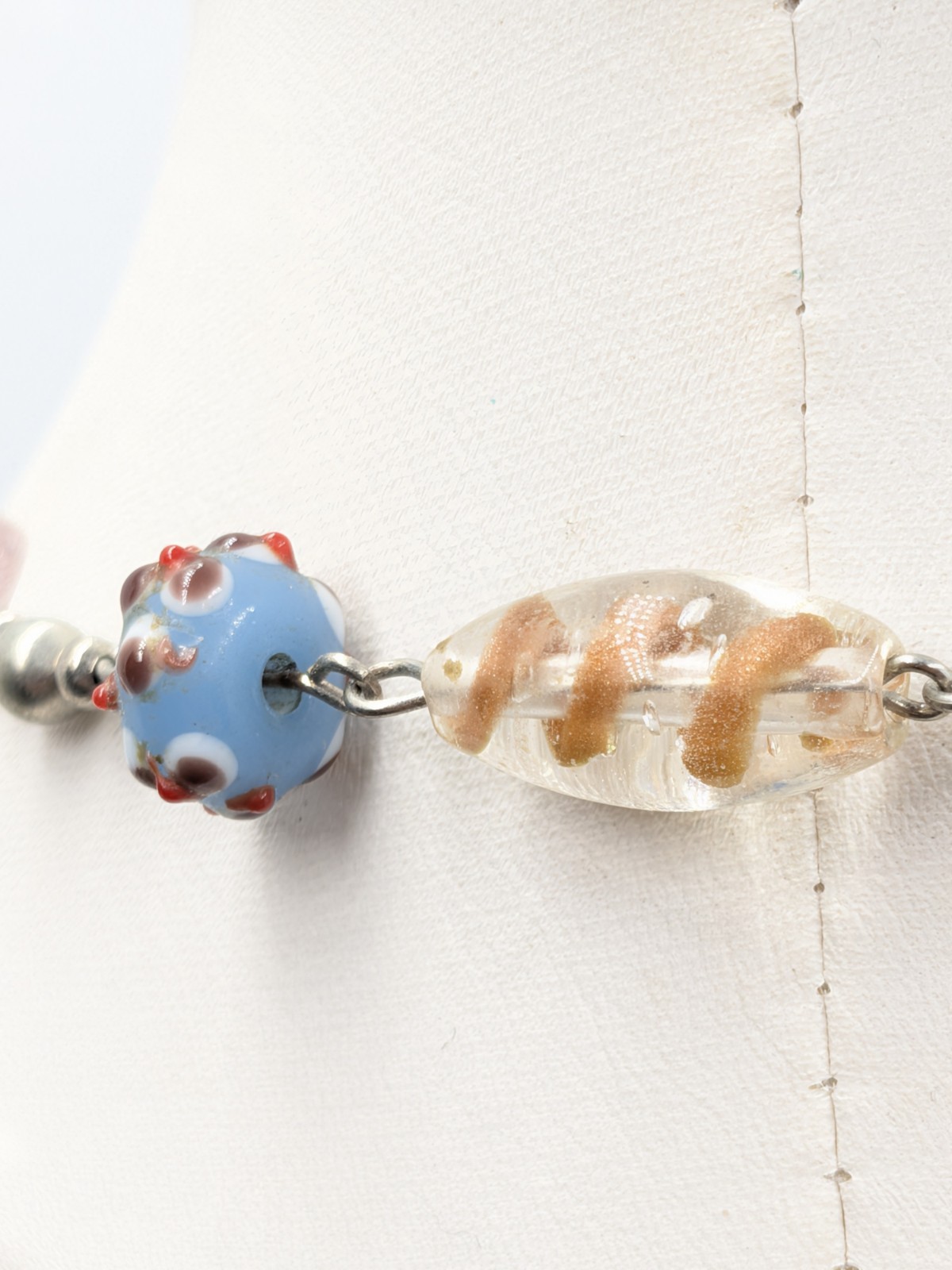 Premier Designs Necklace 35 in Colorful Art Glass Silver Tone Long Bead Strand