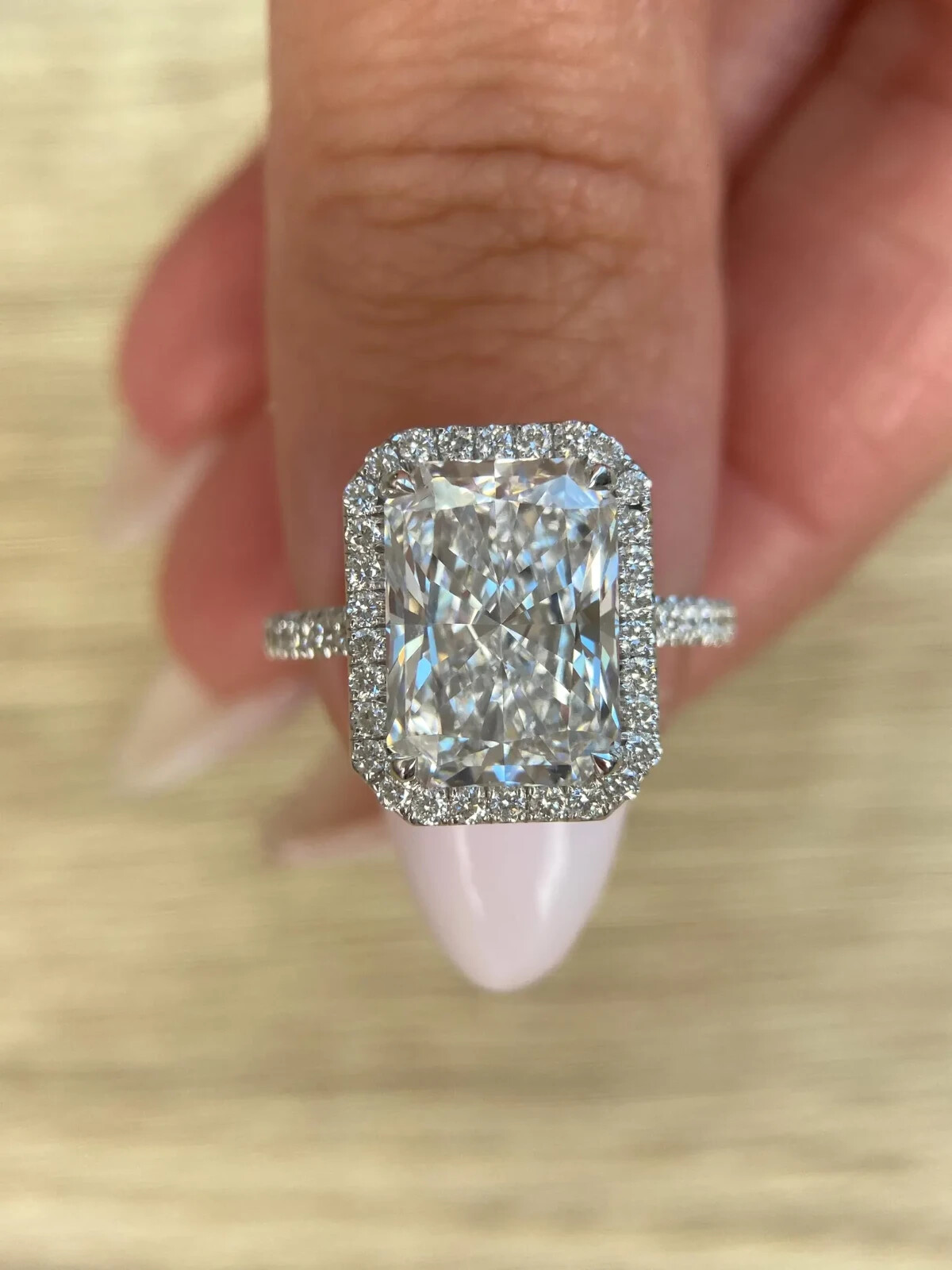 Elongated Radiant Cut Moissanite ring, 925 solid silver ring wedding gift ring
