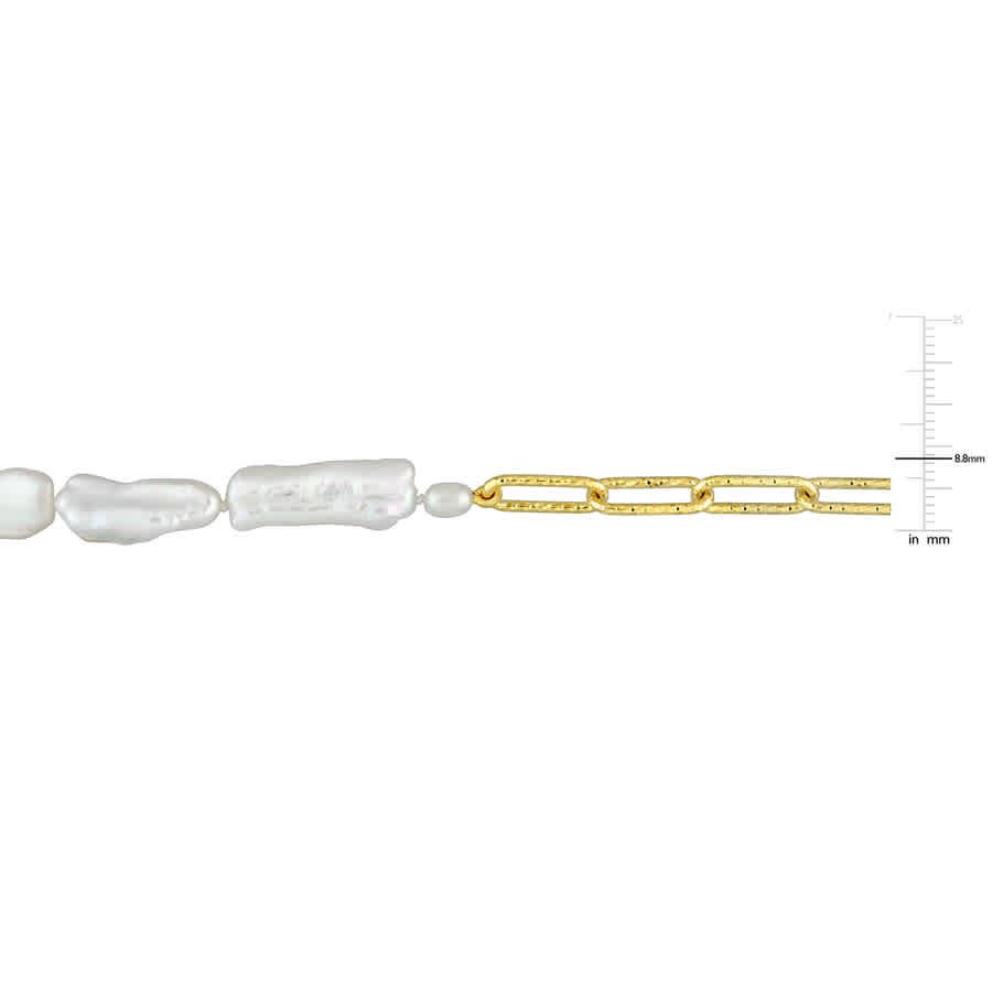 AMOUR 5-7 Mm Cultured Freshwater Keshi Pearl and 7 Mm Link Chain Necklace In 18k