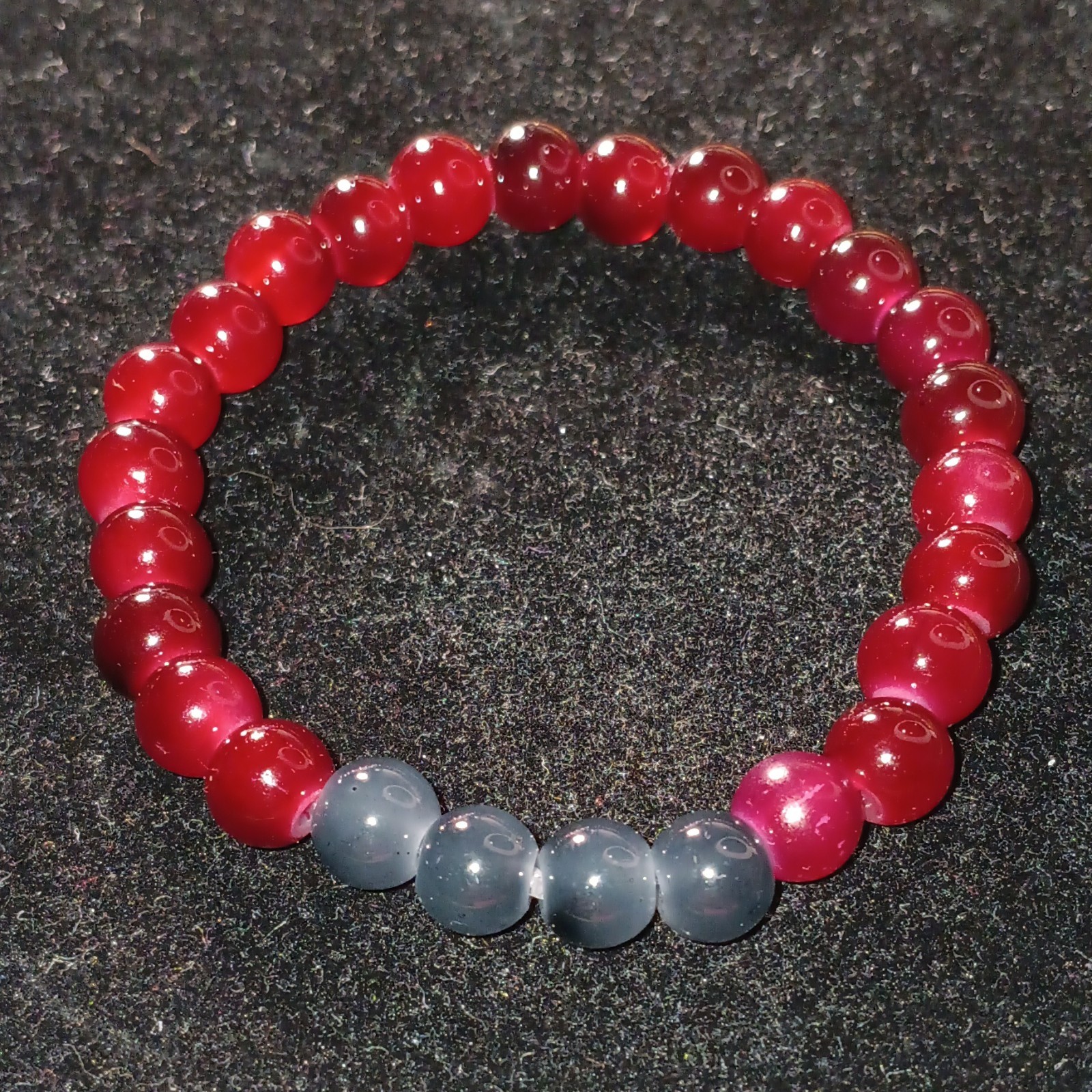 Set of 4 Handmade Multicolor Glass Bead Stretch Slip-On Stackable Bracelets