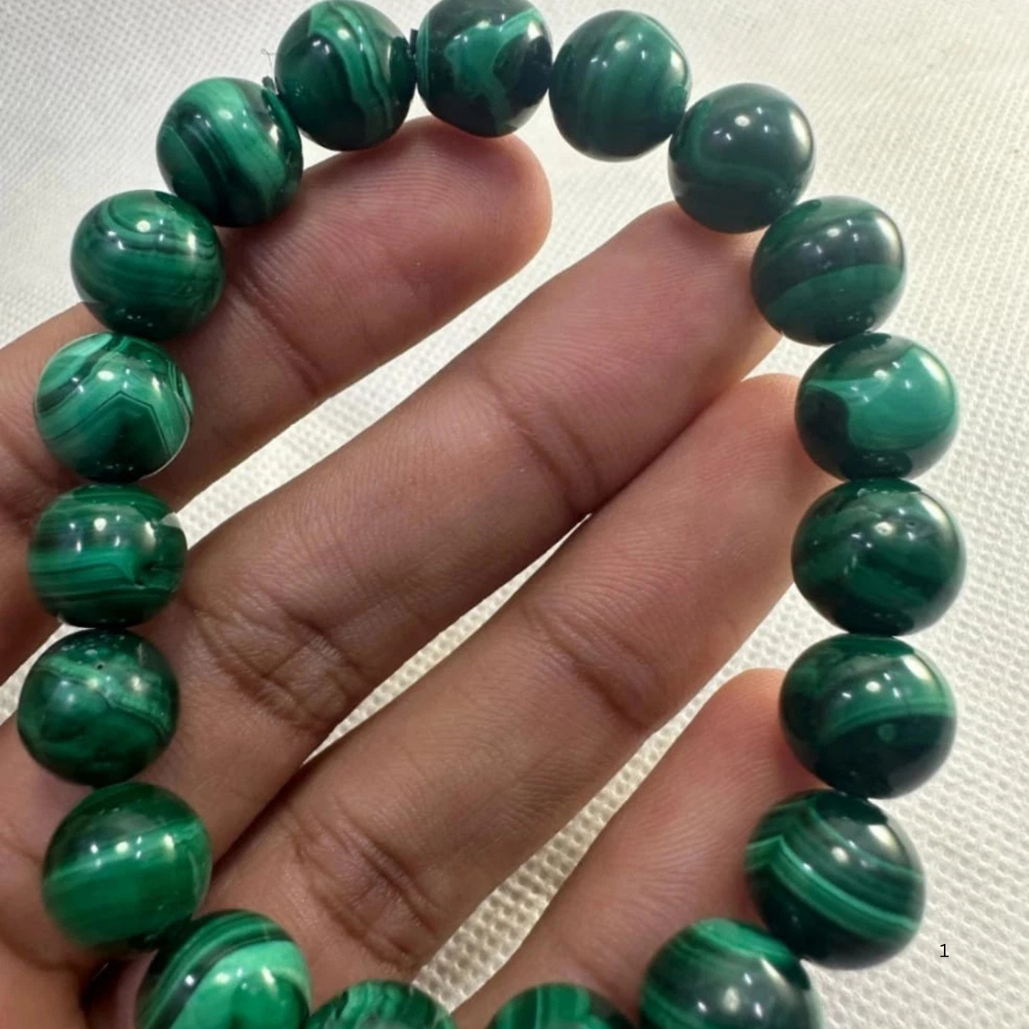 Natural Green Malachite Bracelet 10mm Round Beads Handmade Gemstone Jewelry