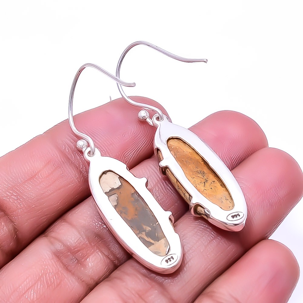 Natural Picture Jasper 925 Sterling Silver Earring 1.76″ E67, Christmas Gift