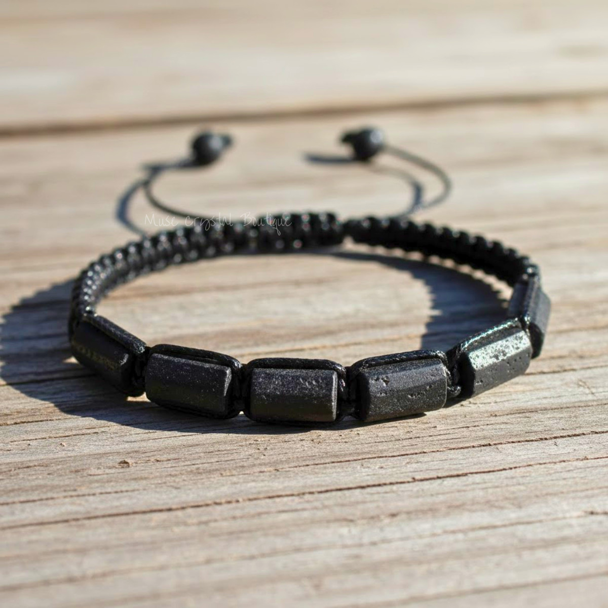 Raw Black Tourmaline Bracelet Healing Protection Strength Bracelet Handmade