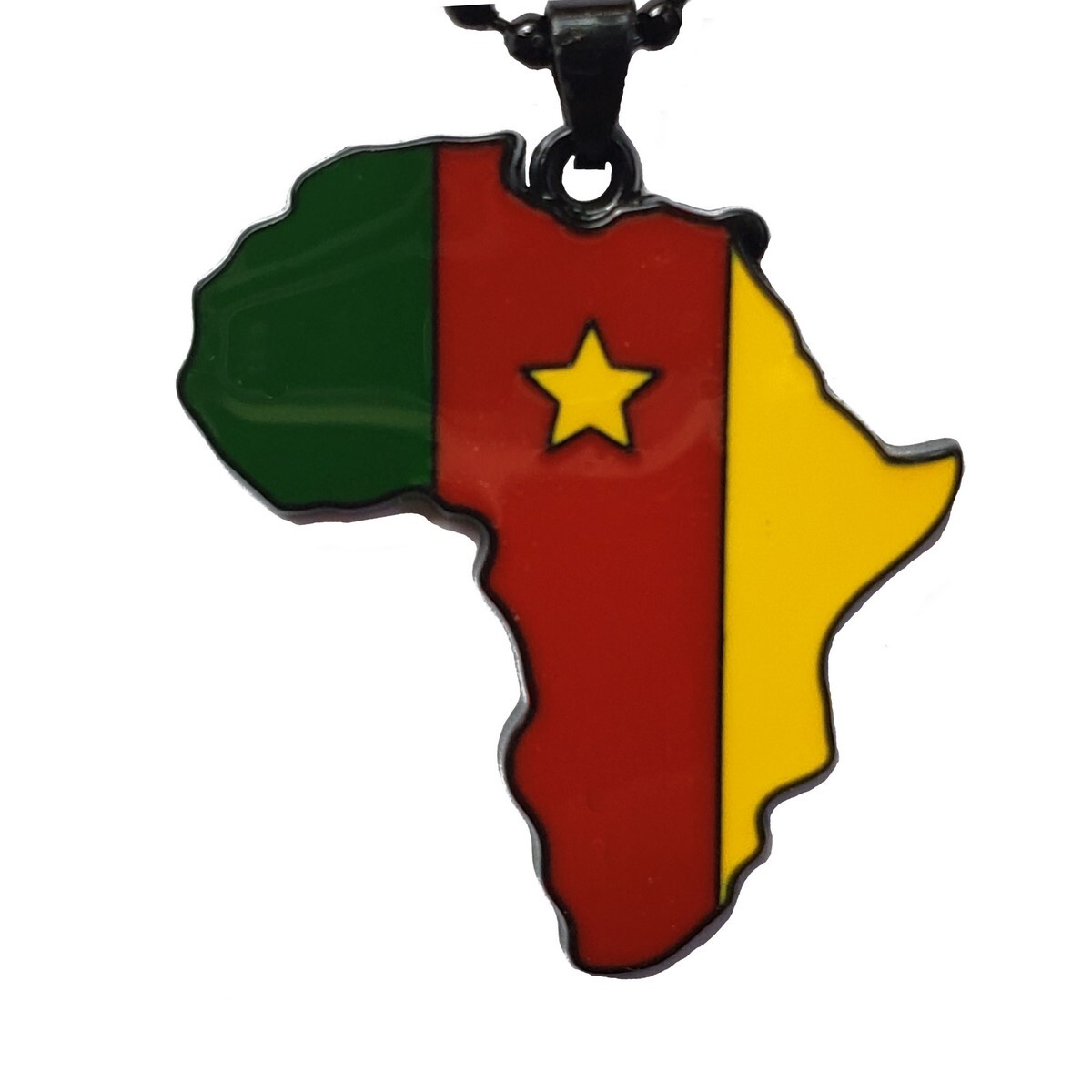 Cameroon Flag Pendant Necklace Africa Map Chain
