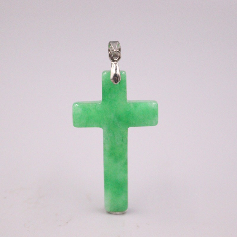 18K GP Heating Jade Pendant Women Green Cross Women’s Pendant 38*21mm New Gift
