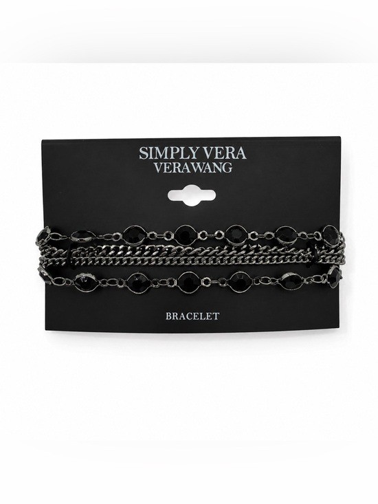 Simply Vera Vera Wang Multi Strand Chain Bracelet Black Green Crystal Goth
