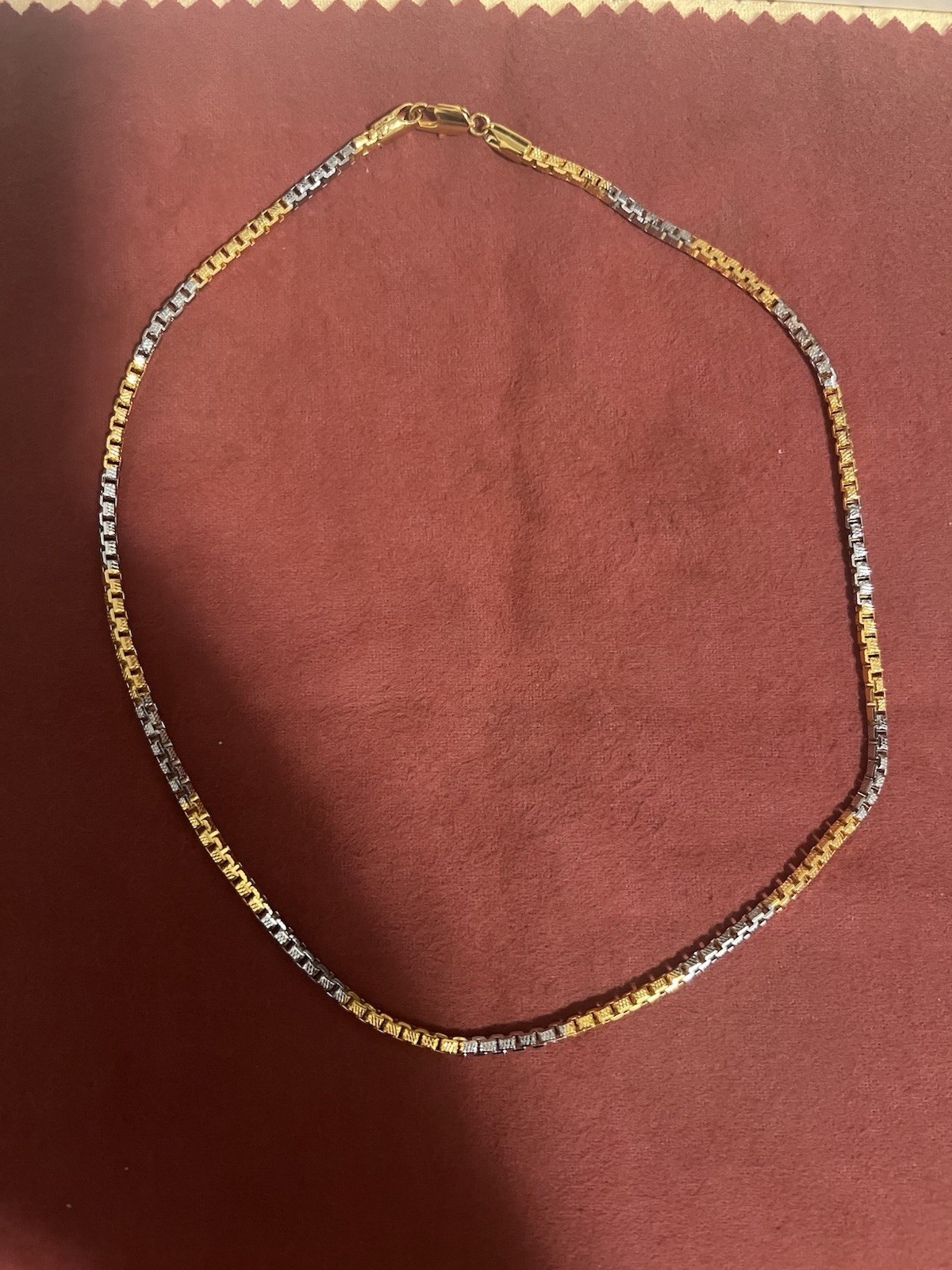 2 Tone Yellow Gold Filled 18 Inch Chain