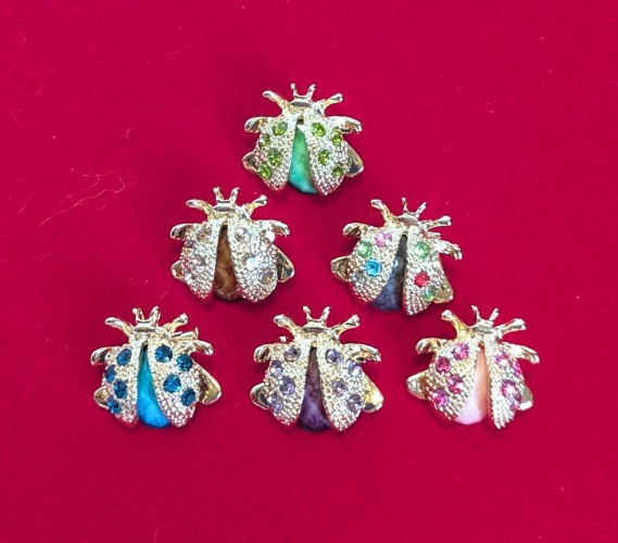 Multi Color Rhinestone Ladybug Set of 6 – 3/4″ x 3/4″ Scatter Pins