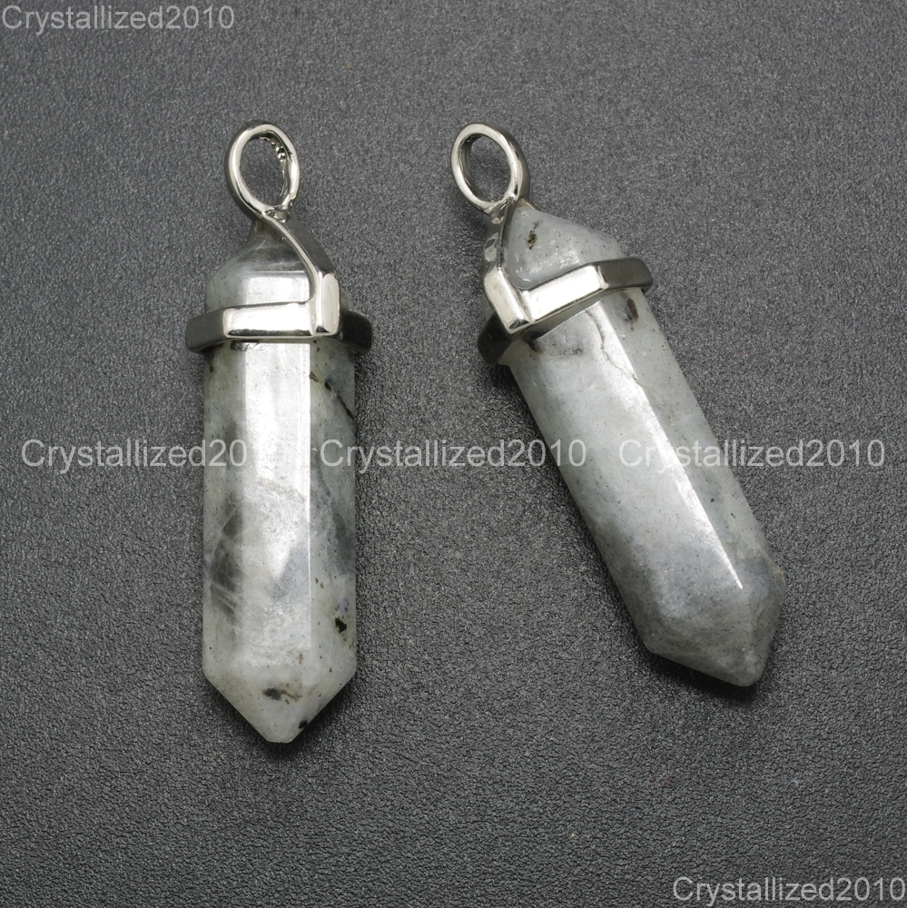 Natural Gemstones Hexagonal Pointed Reiki Chakra Healing Pendant Necklaces Beads