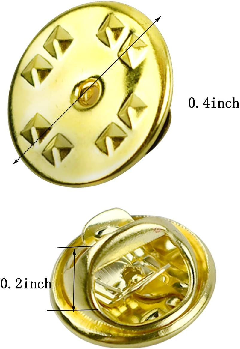 100PCS Pin Backs, Metal Locking Brass Clutch for Brooch Tie Gold