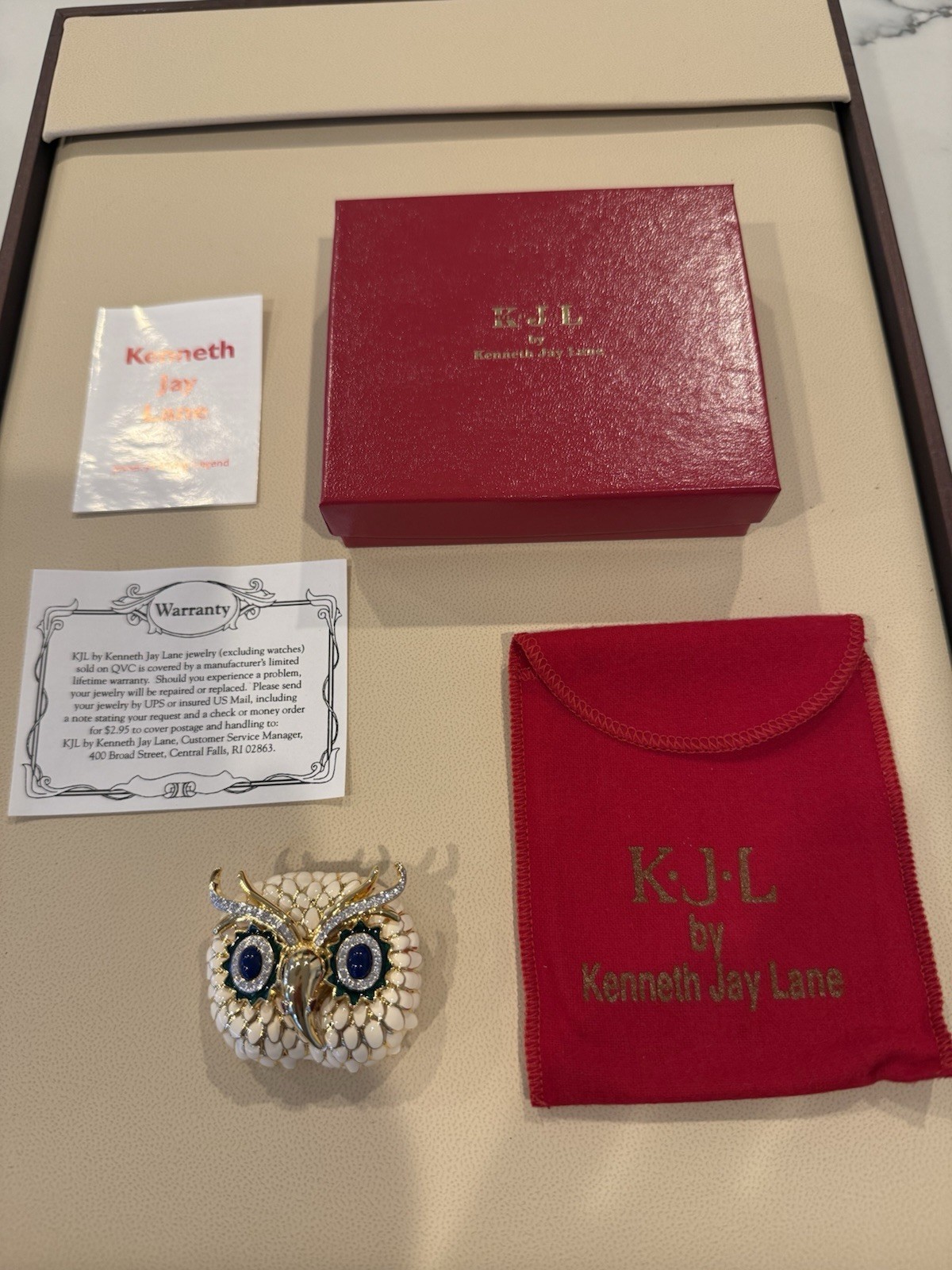 NEW Kenneth Jay Lane Wise Owl Enamel Pin RARE VINTAGE!