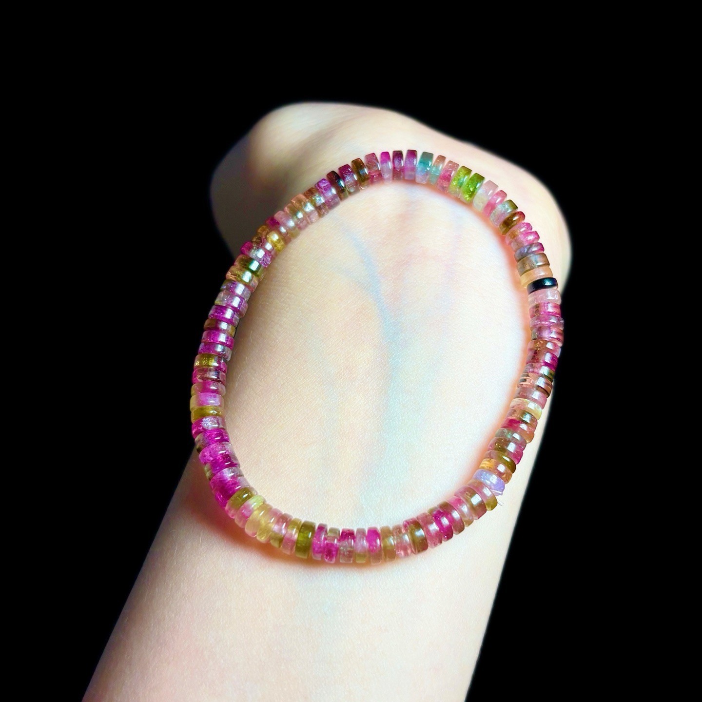 5.5mm Natural Watermelon Tourmaline Crystal Quartz Beads Bracelet