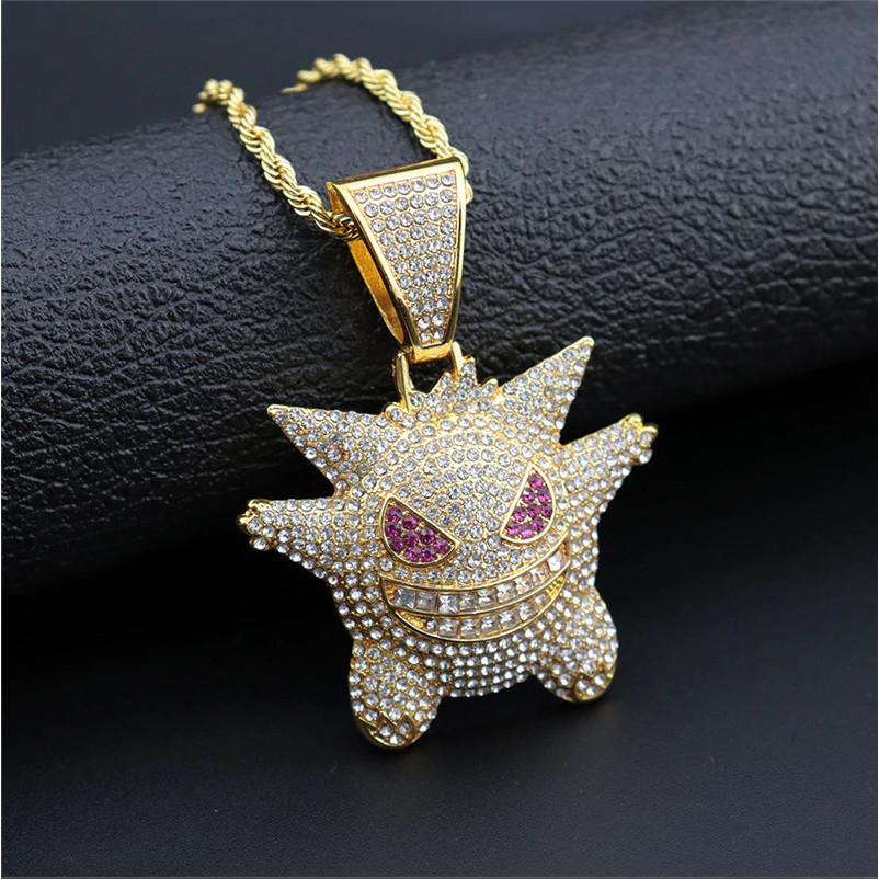Pokemon Gengar Gold Necklace – Great Gift – Rhinestone
