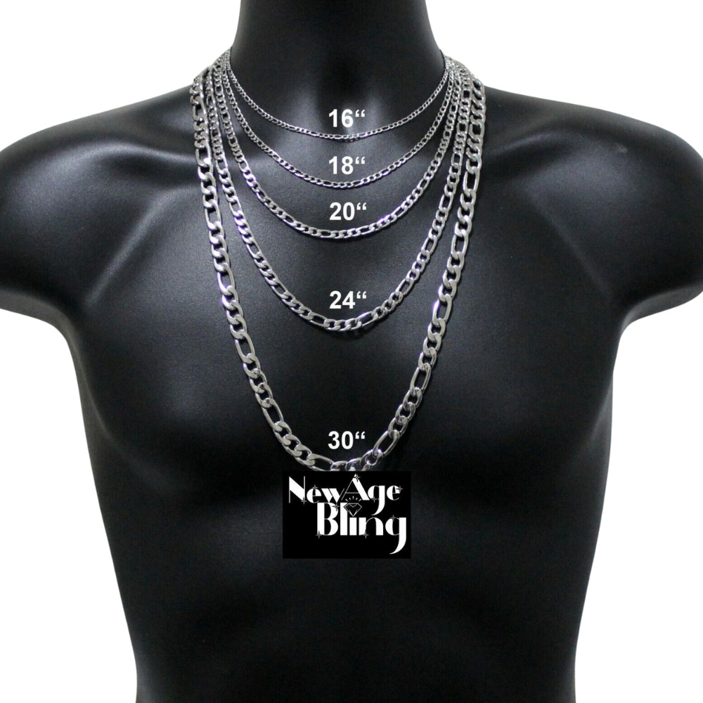 Stainless Steel Figaro Chain 7″- 30″ Men Women Necklace 3/4/5/7/9/10/12mm