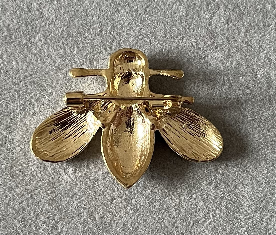 Costume Jewellery Bee Brooch Enamel And Rhinestones, See Description
