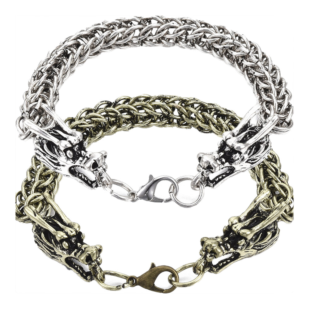 Alloy Wheat Bracelet Lobster Dragon Antique Bronze Silver 8.4″ 21.5cm Z254