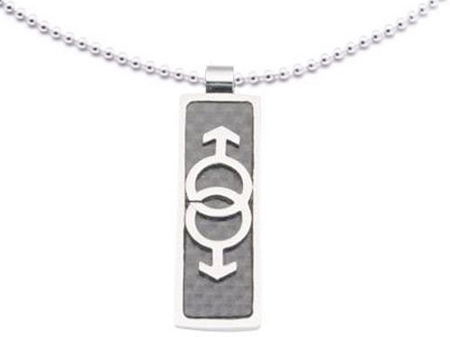 Pride Shack -Sleek Style Double Male Mars Black Steel Pendant Necklace Gay Pride