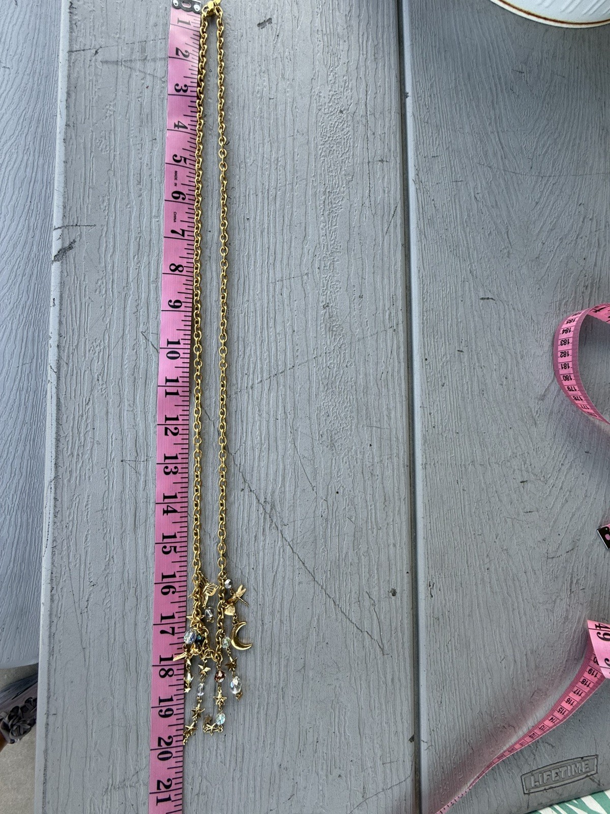 Retired Kirks Folly Celestial Necklace Gold Tone AB Crystals Fairy Moon Stars