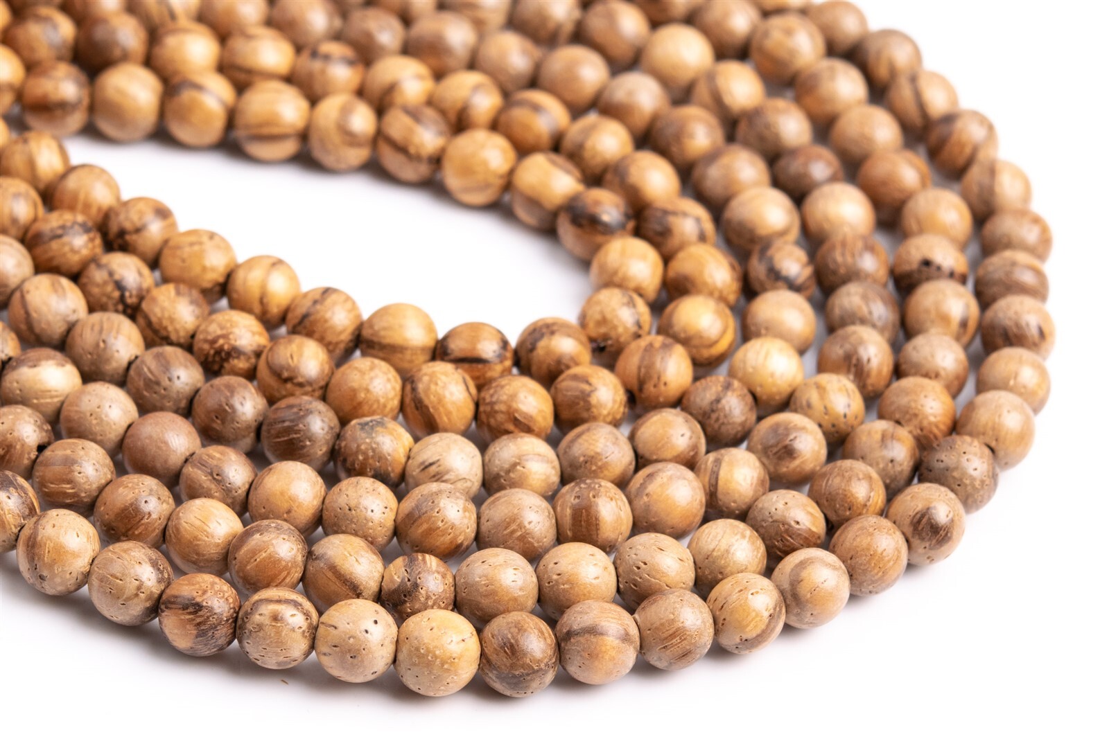 6MM 108 Pcs White Qinan Sandalwood Mala Beads Vietnam Natural Round Beads 27″